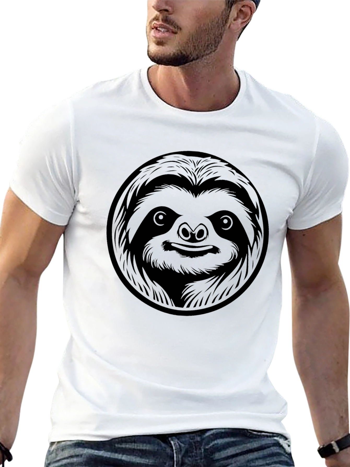 Black Sloth Graphic T-Shirt - Men's Crew Neck Tee view 13