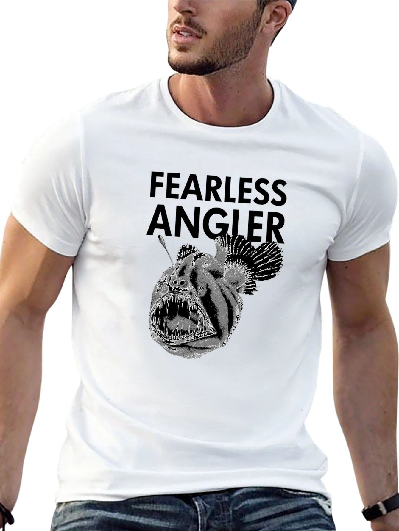 Black Fearless Angler Black Graphic T-Shirt view 13