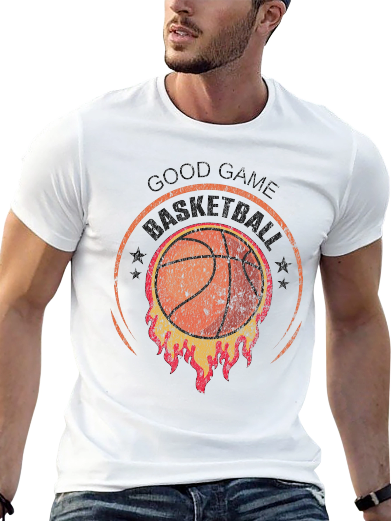 Black Good Game Basketball T-Shirt - Flaming Design view 13