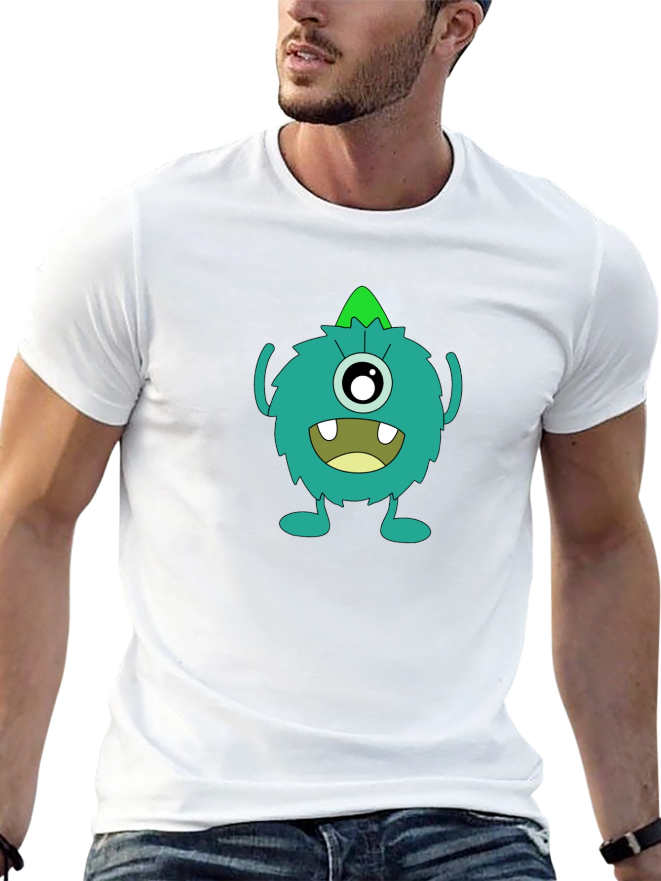 Black Monster Graphic Tee - Funny Cartoon Creature T-Shirt view 13