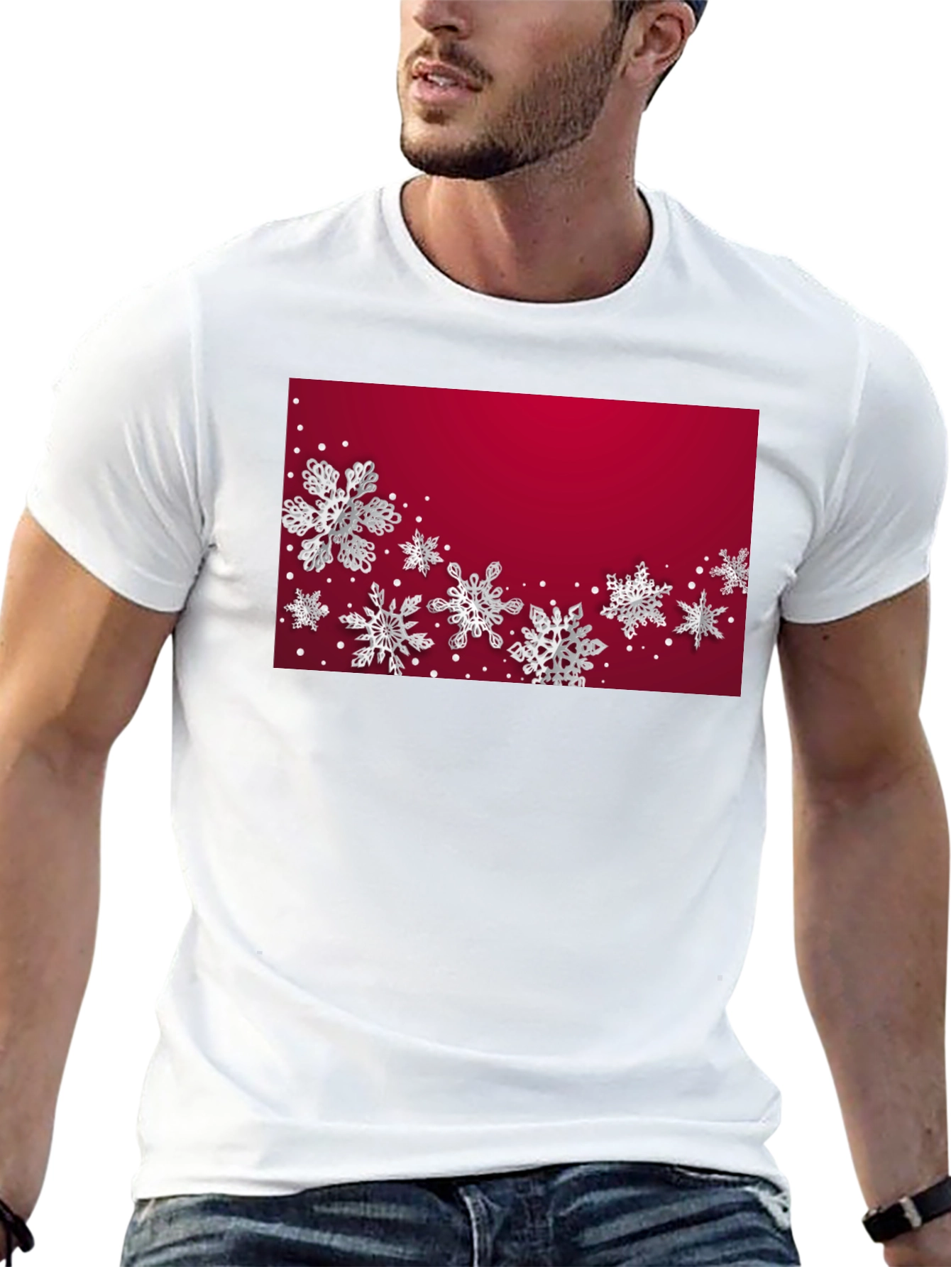 Black Winter Snowflake Graphic Tee - Stylish Holiday Apparel view 13