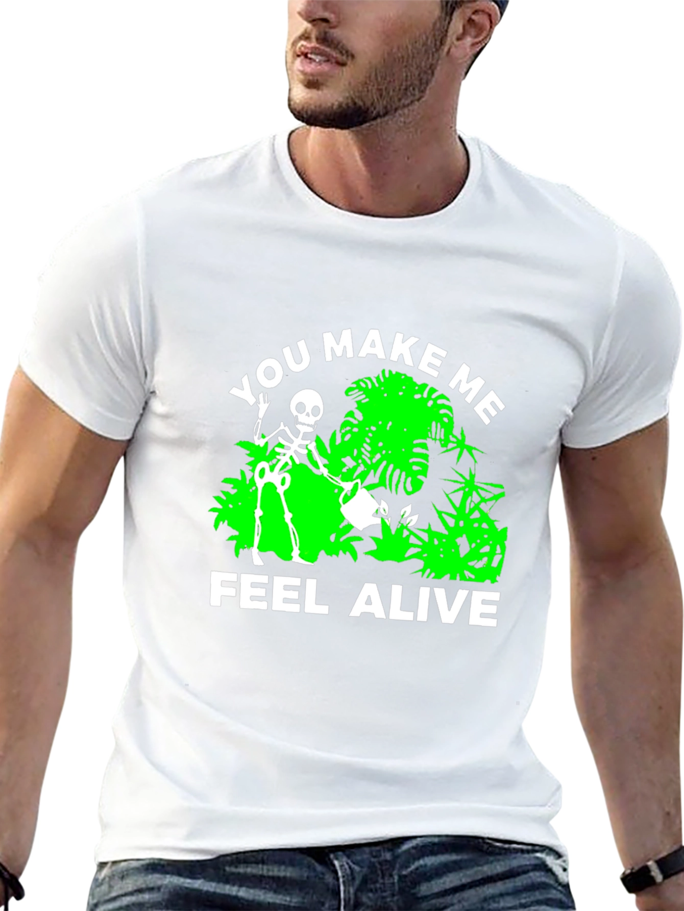 Black You Make Me Feel Alive Skeleton Gardener Black T-Shirt view 13