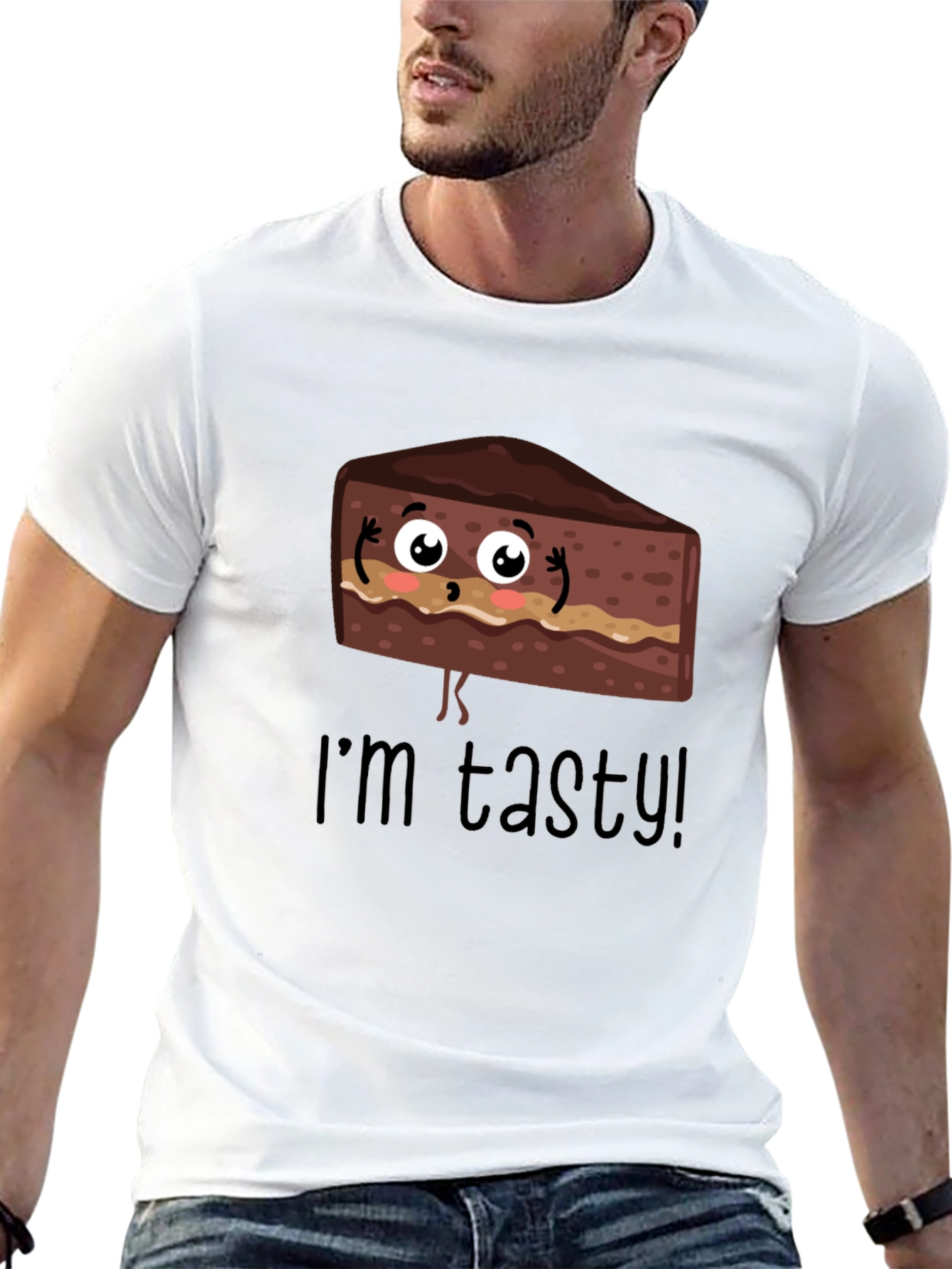 Black Tasty Cartoon Cake Graphic T-Shirt view 13