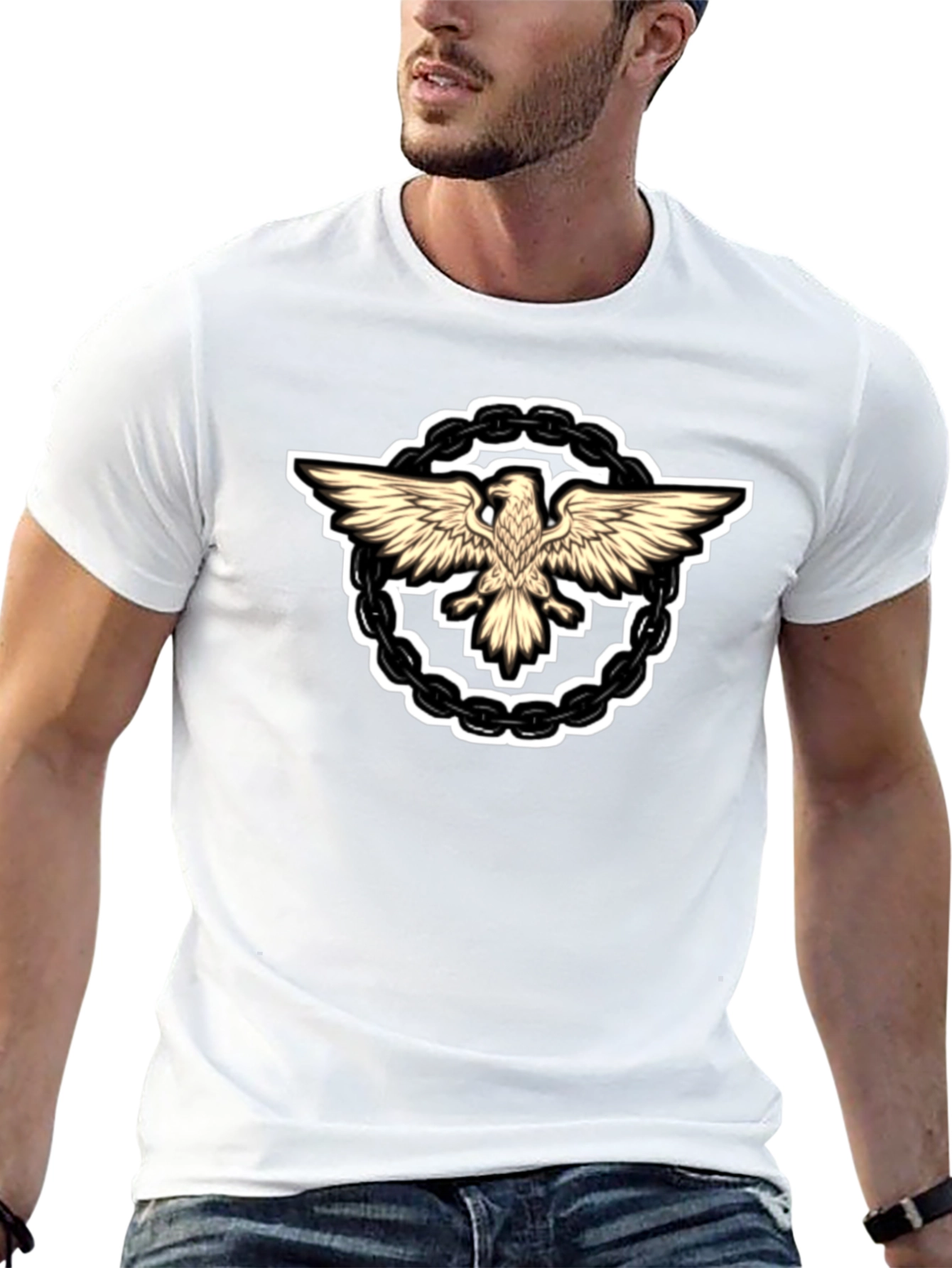 Black Eagle Chain Graphic T-Shirt - Black view 13