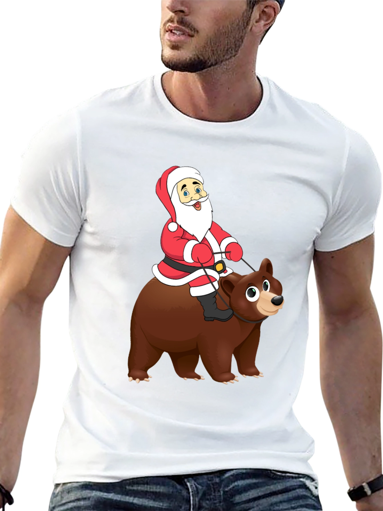 Black Santa Riding Bear Graphic Tee - Holiday Cheer! view 13