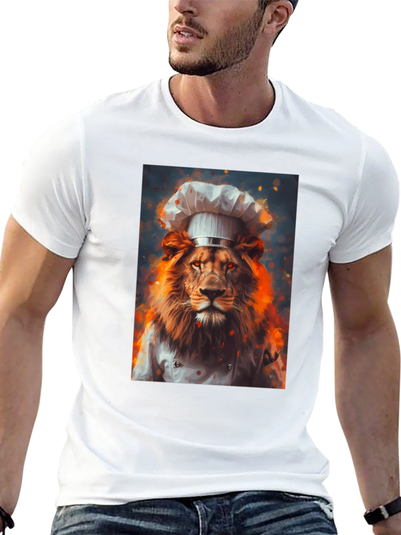 Black Chef Lion Graphic Tee - Men's Black T-Shirt view 13