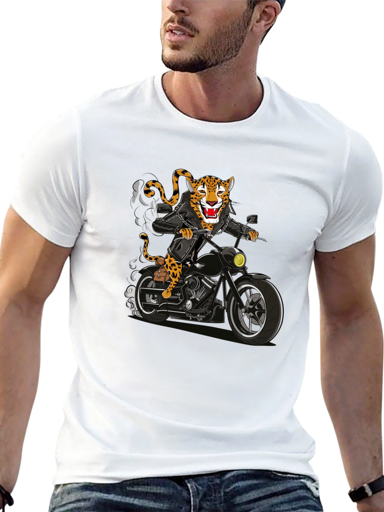 Black Biker Jaguar Graphic T-Shirt view 13