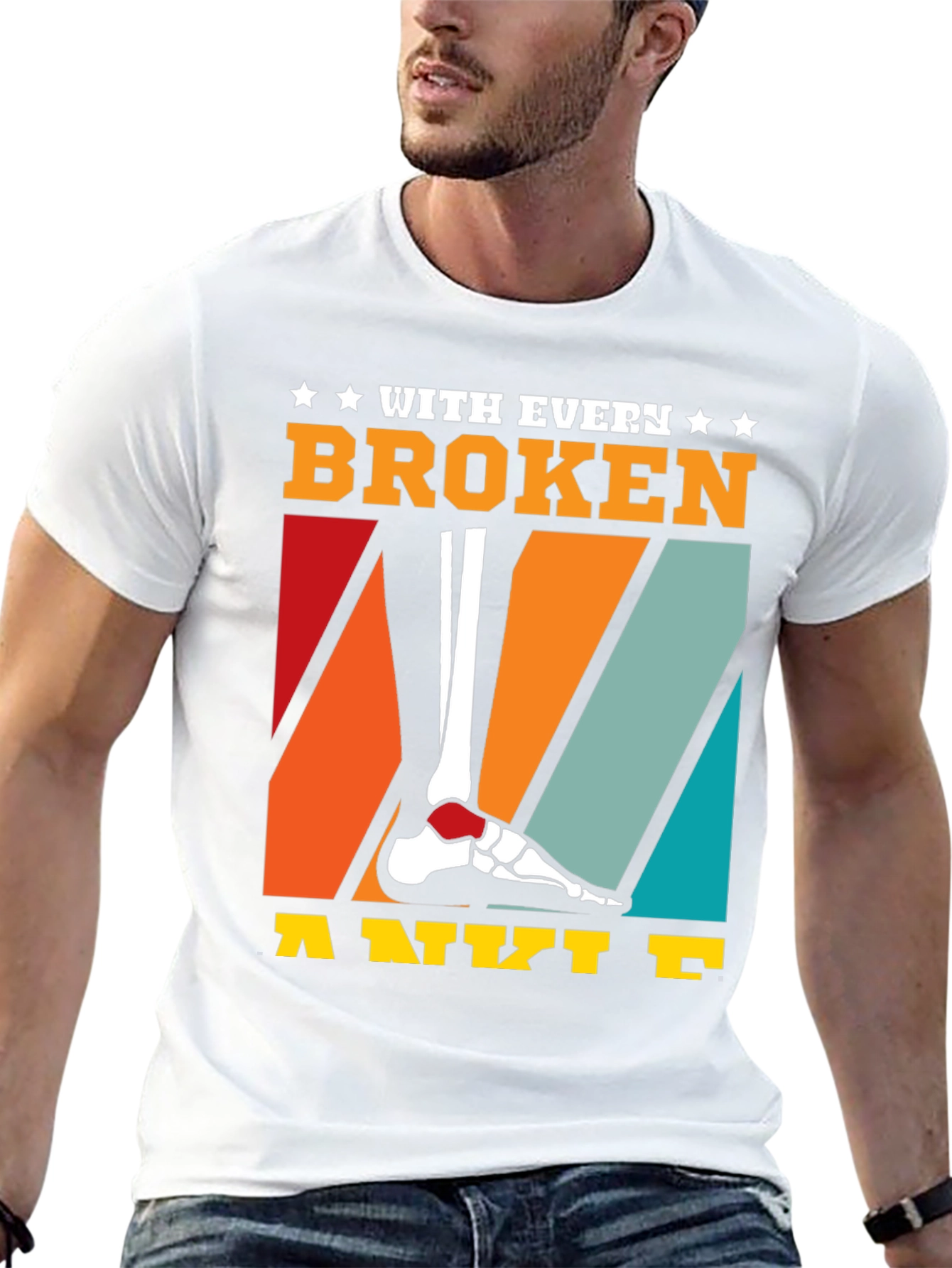 Black Broken Ankle T-Shirt - Humor Tee view 13