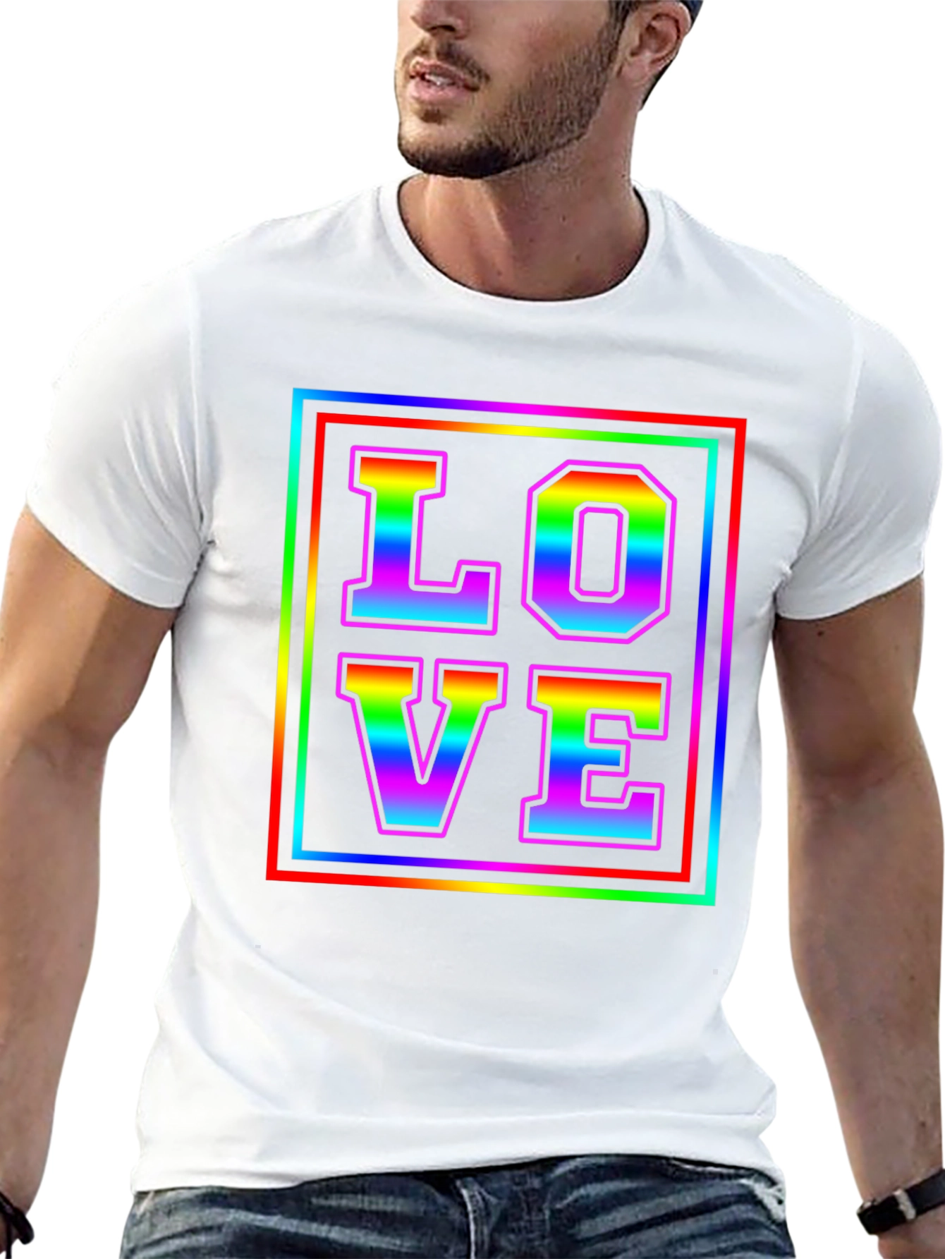 Black Rainbow LOVE Graphic Tee - Pride Month T-Shirt view 13