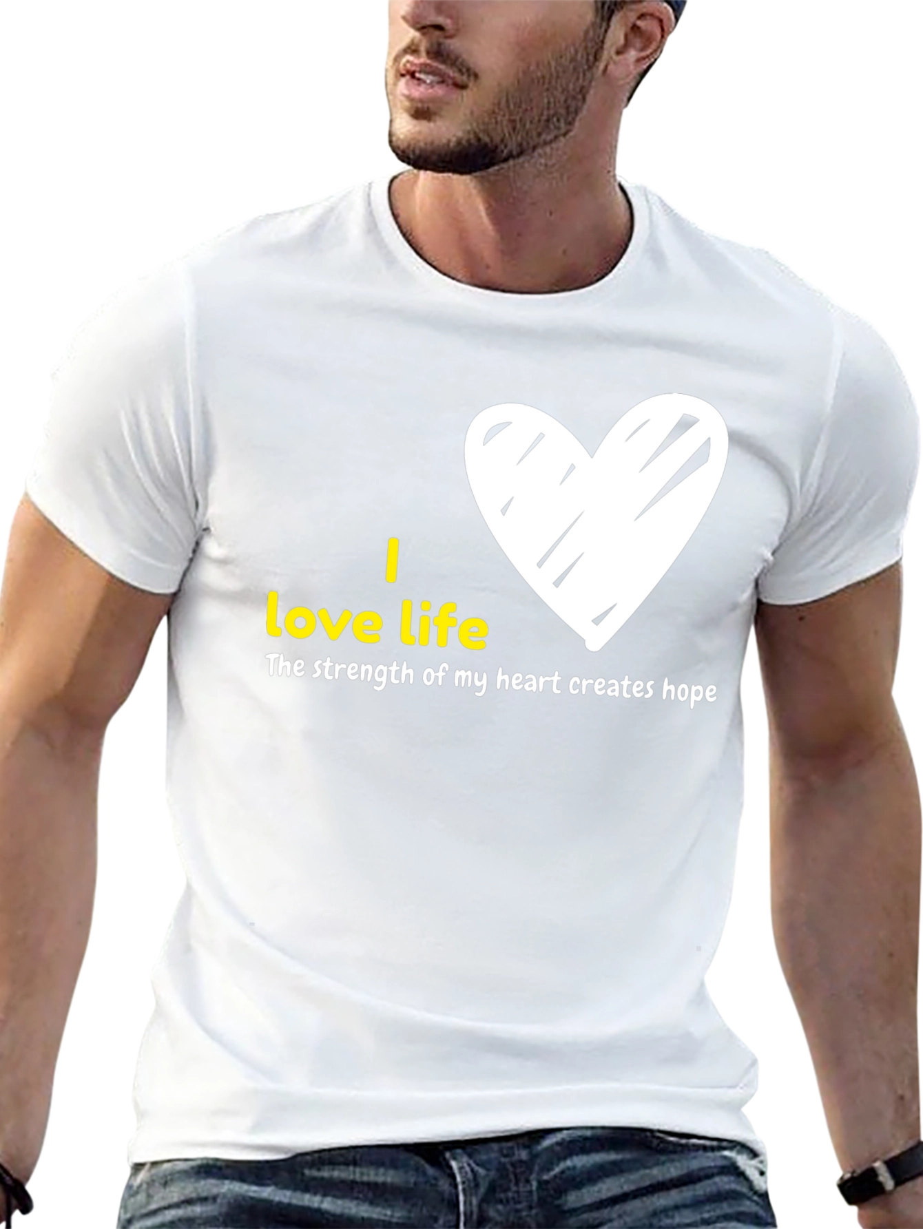 Black I Love Life Graphic Tee - Heart Design view 13