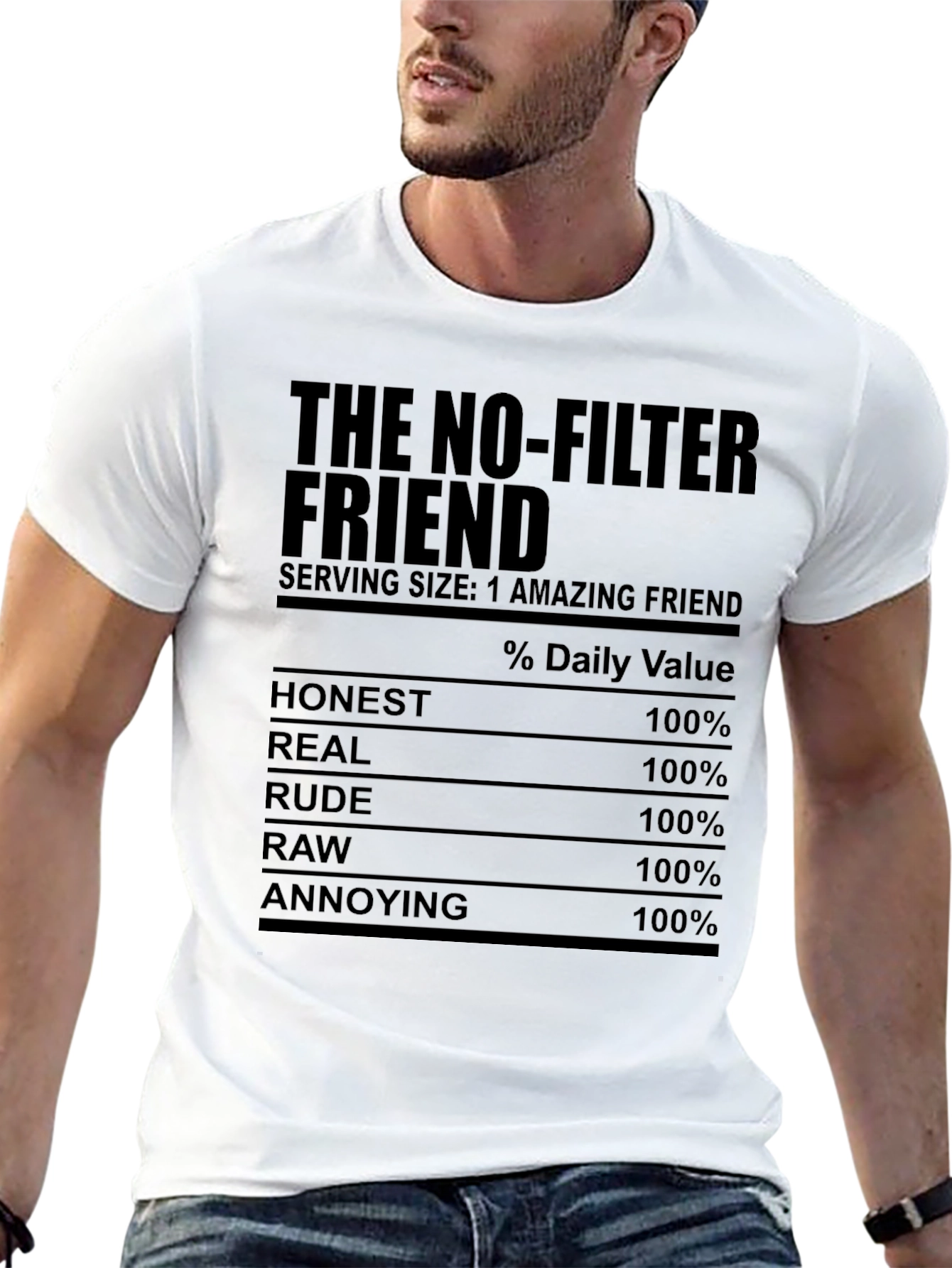 Black The No-Filter Friend Novelty Graphic T-Shirt view 13