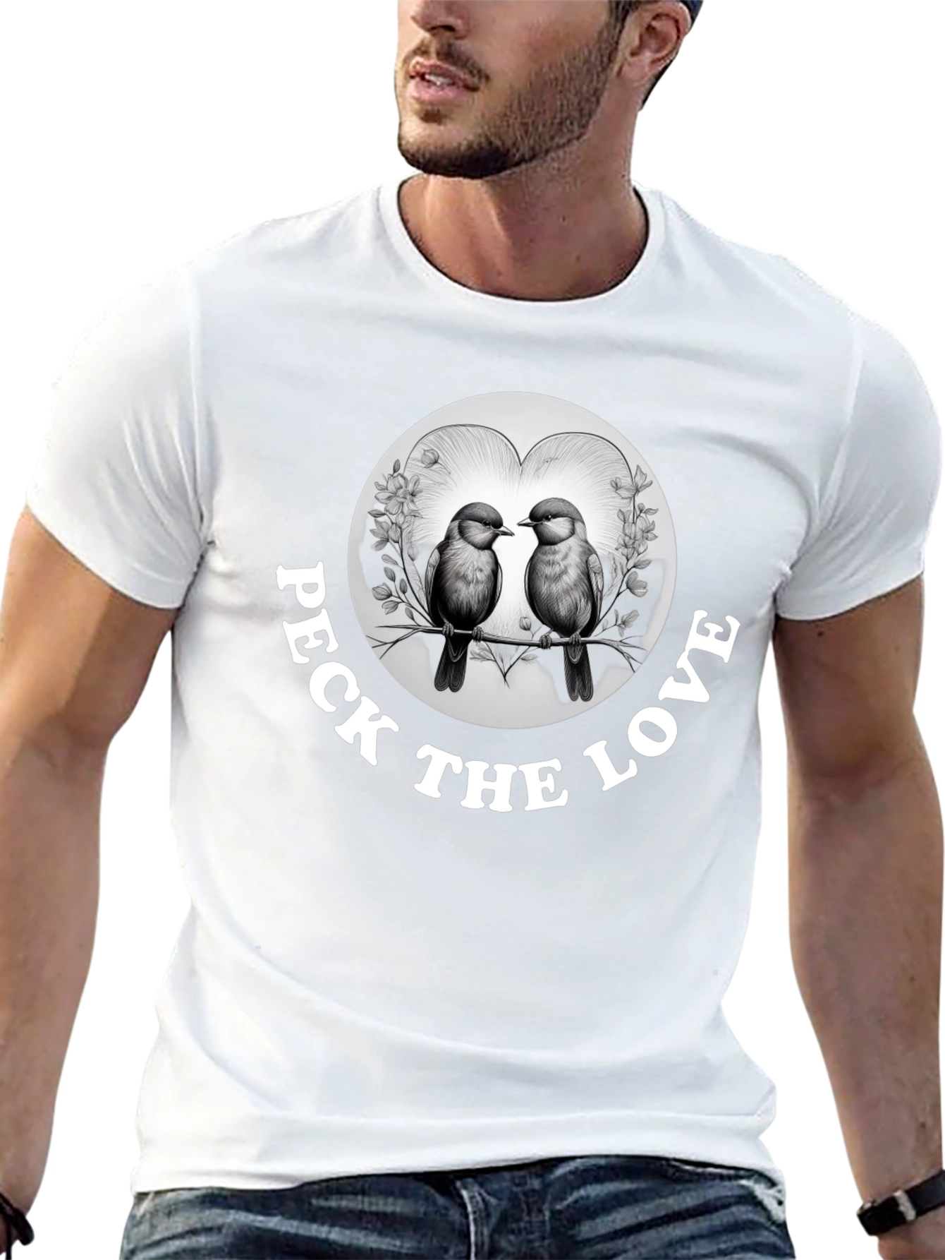 Black Peck the Love Graphic Tee - Bird Lover's Gift view 13