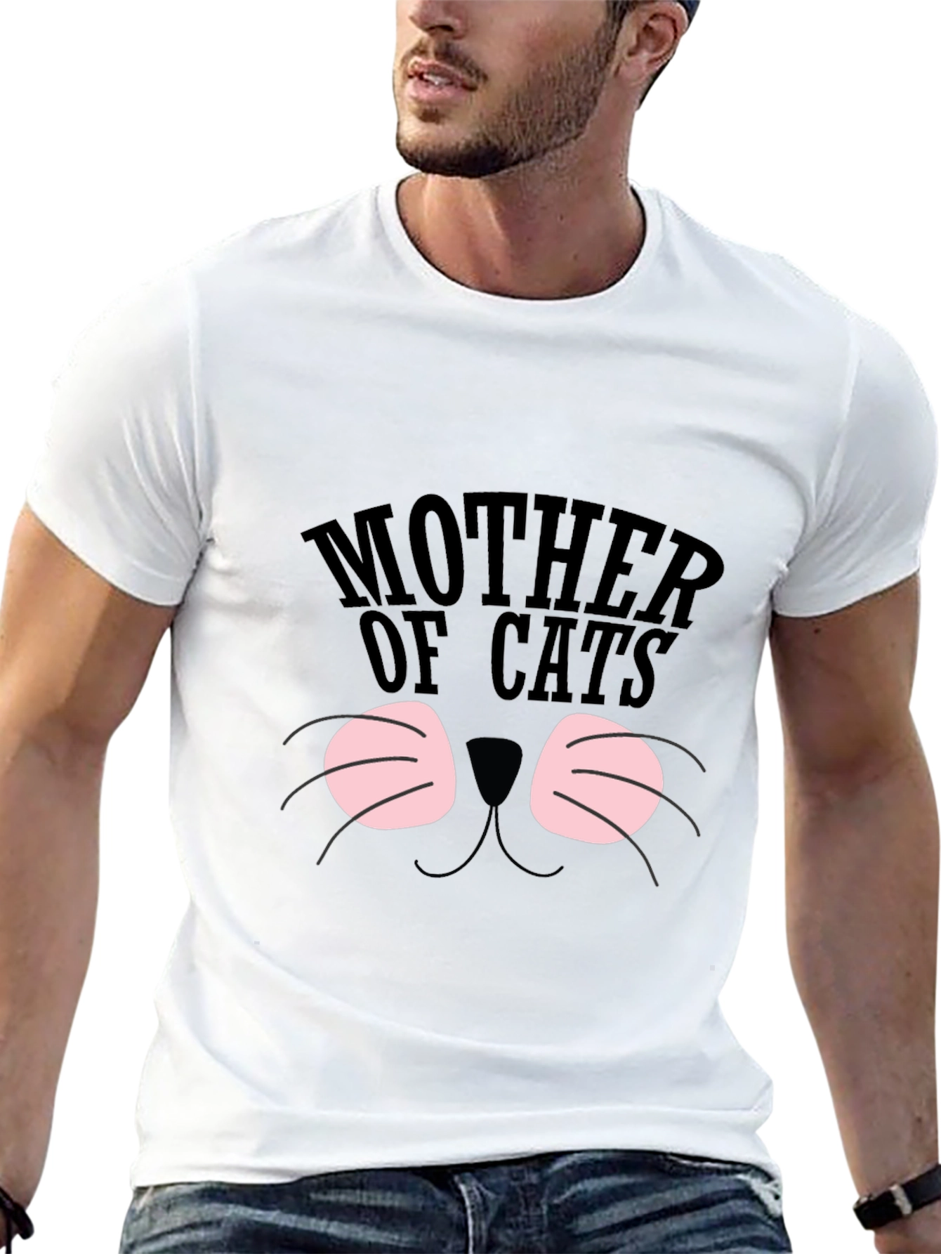 Black Mother of Cats T-Shirt, Cute Cat Face Tee view 13