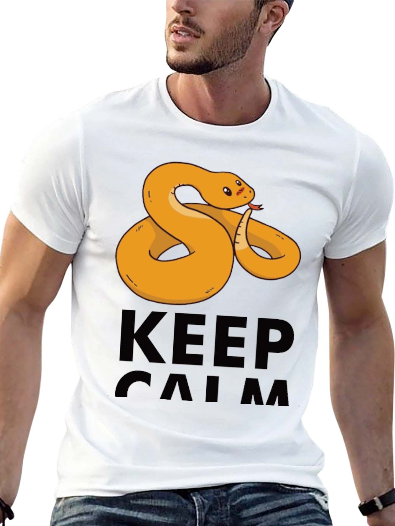 Black Funny Snake Keep Calm Men's T-Shirt view 13