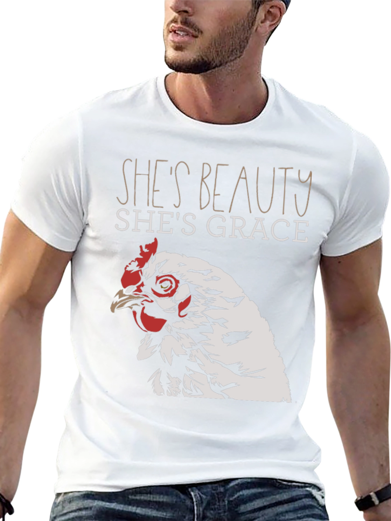 Black She's Beauty She's Grace Chicken Graphic T-Shirt view 13