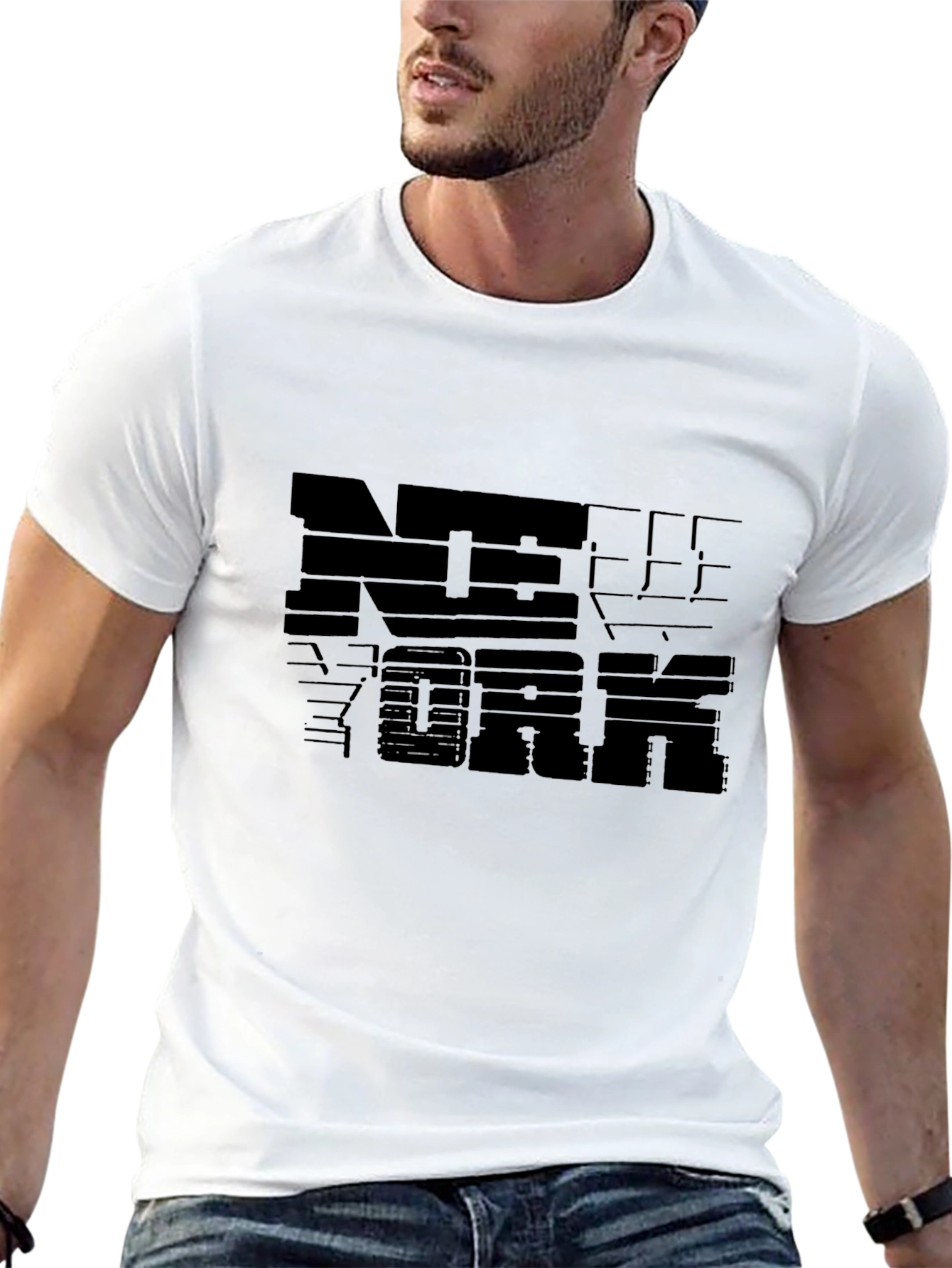 Black New York Graphic Print Crew Neck T-Shirt view 13