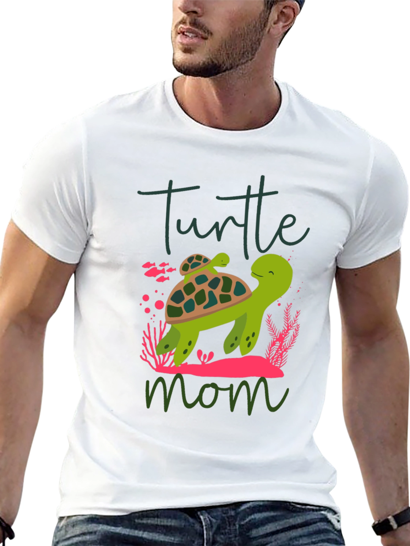 Black Turtle Mom Graphic T-Shirt, Cute Animal Tee view 13