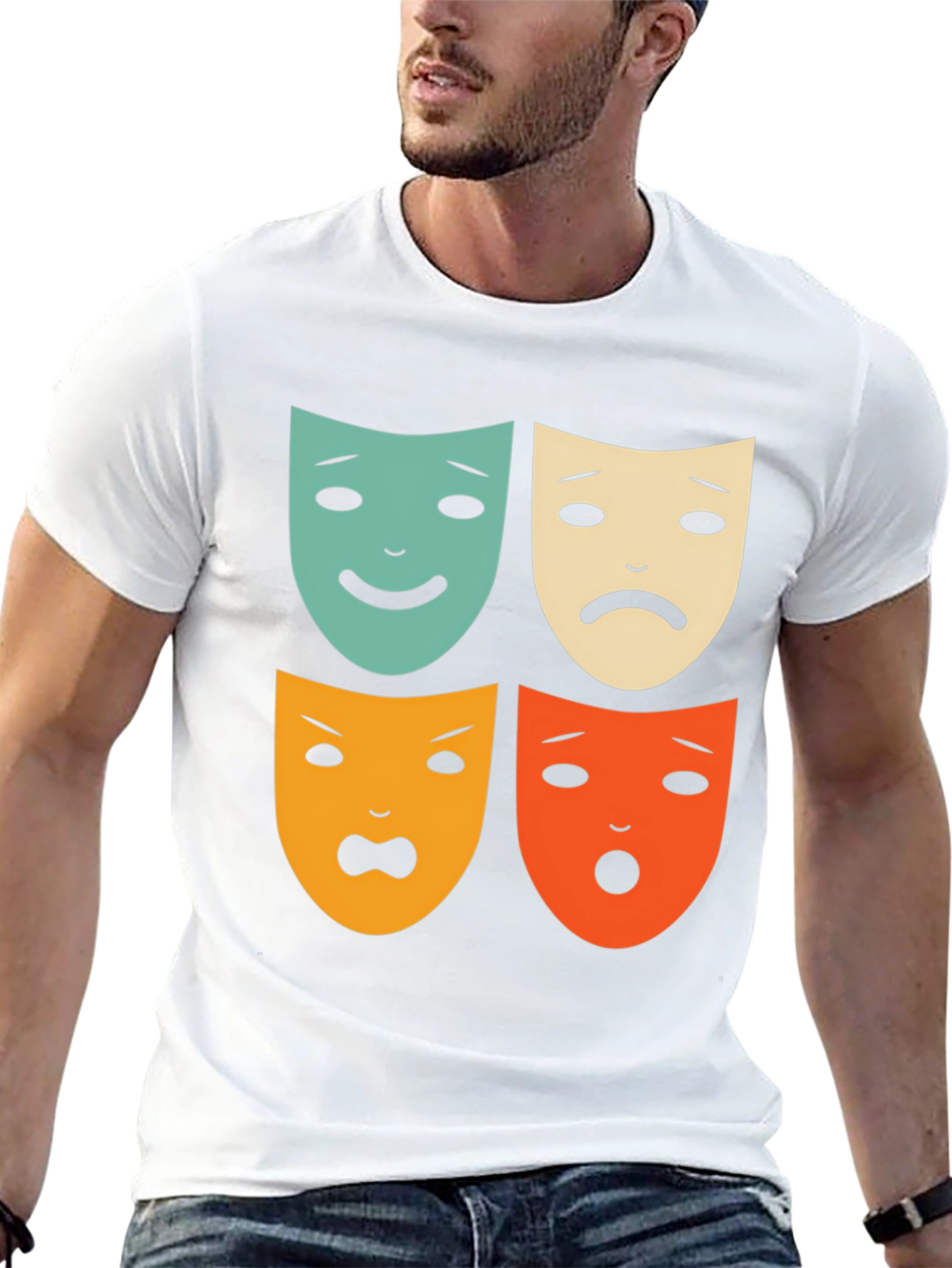 Black Drama Masks Graphic Tee - Unisex Soft Cotton T-Shirt view 13