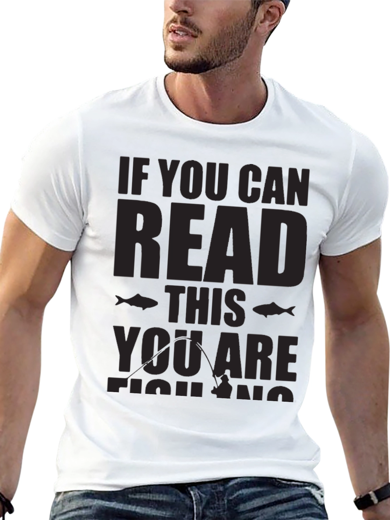 Black Fishing T-Shirt - If You Can Read This, You Are Fishing view 13
