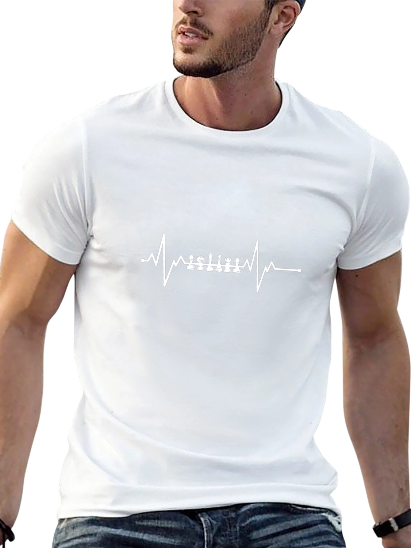 Chess Heartbeat Graphic Tee - Black Cotton T-Shirt - 13