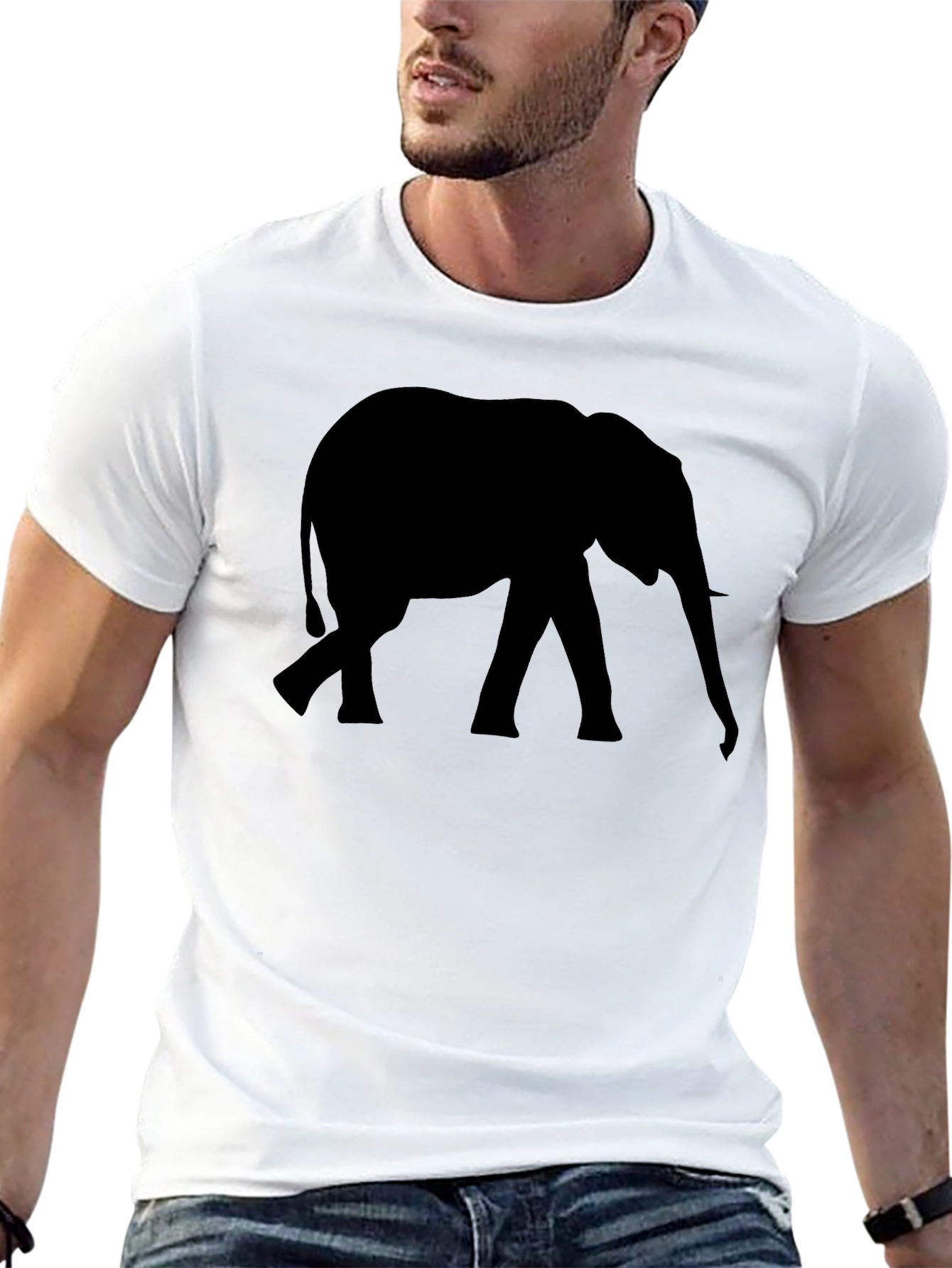 Black Elephant Silhouette Black T-Shirt view 13