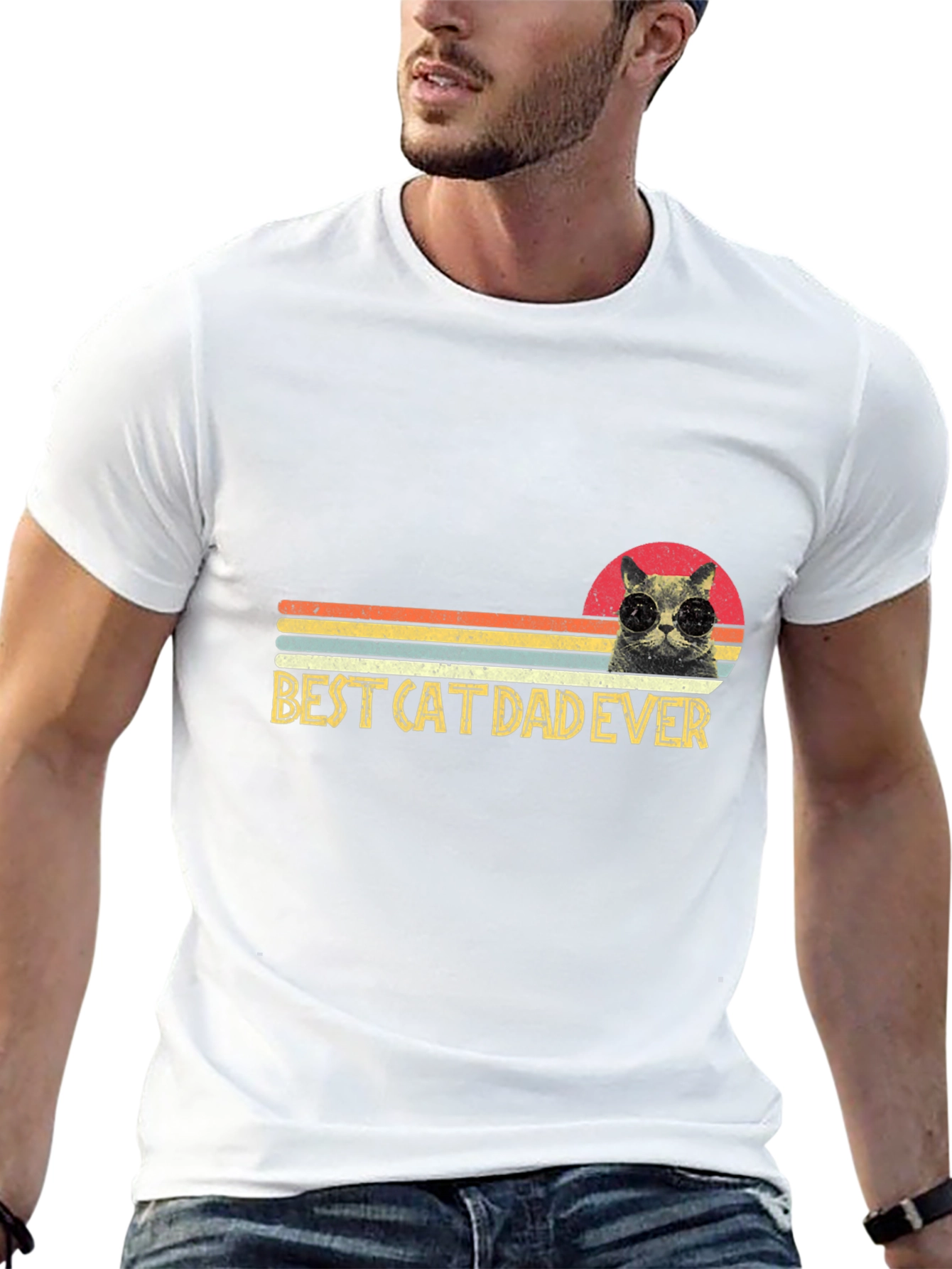 Black Best Cat Dad Ever T-Shirt - Funny Cat Lover Tee view 13