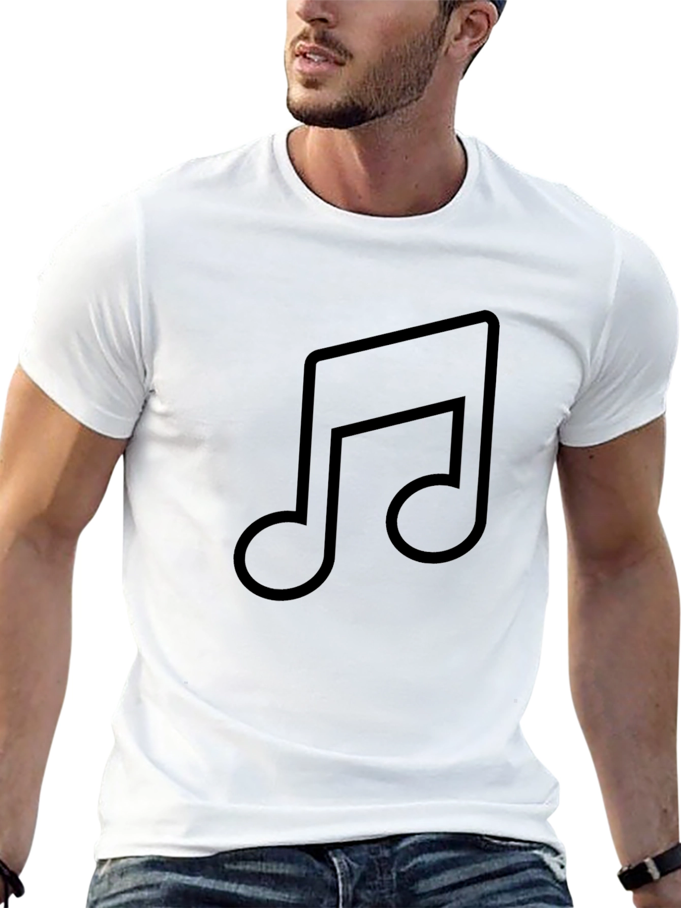Black Music Note Graphic Tee - Black Cotton T-Shirt view 13