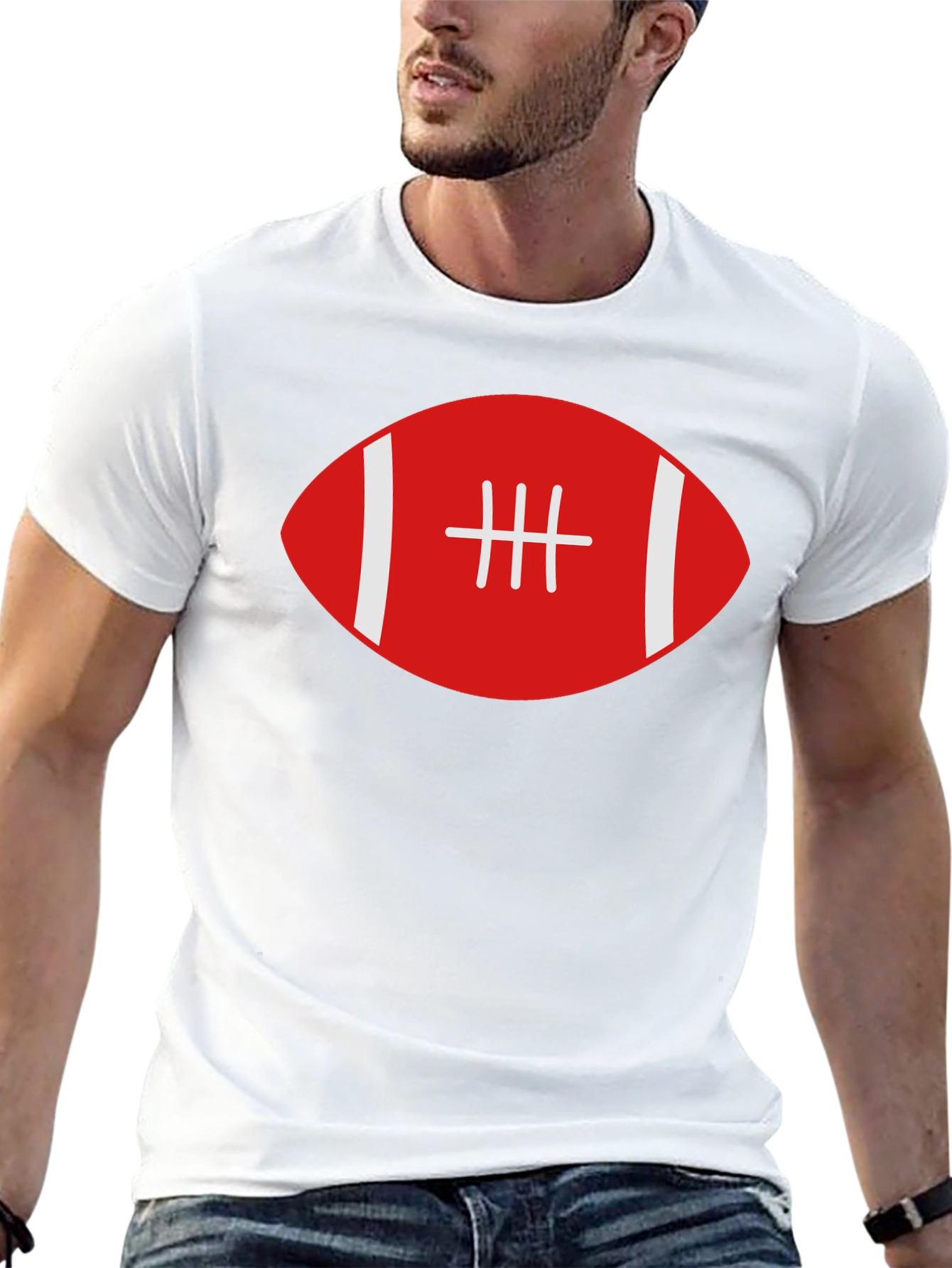 Black Football Graphic Tee - Black Cotton T-Shirt view 13