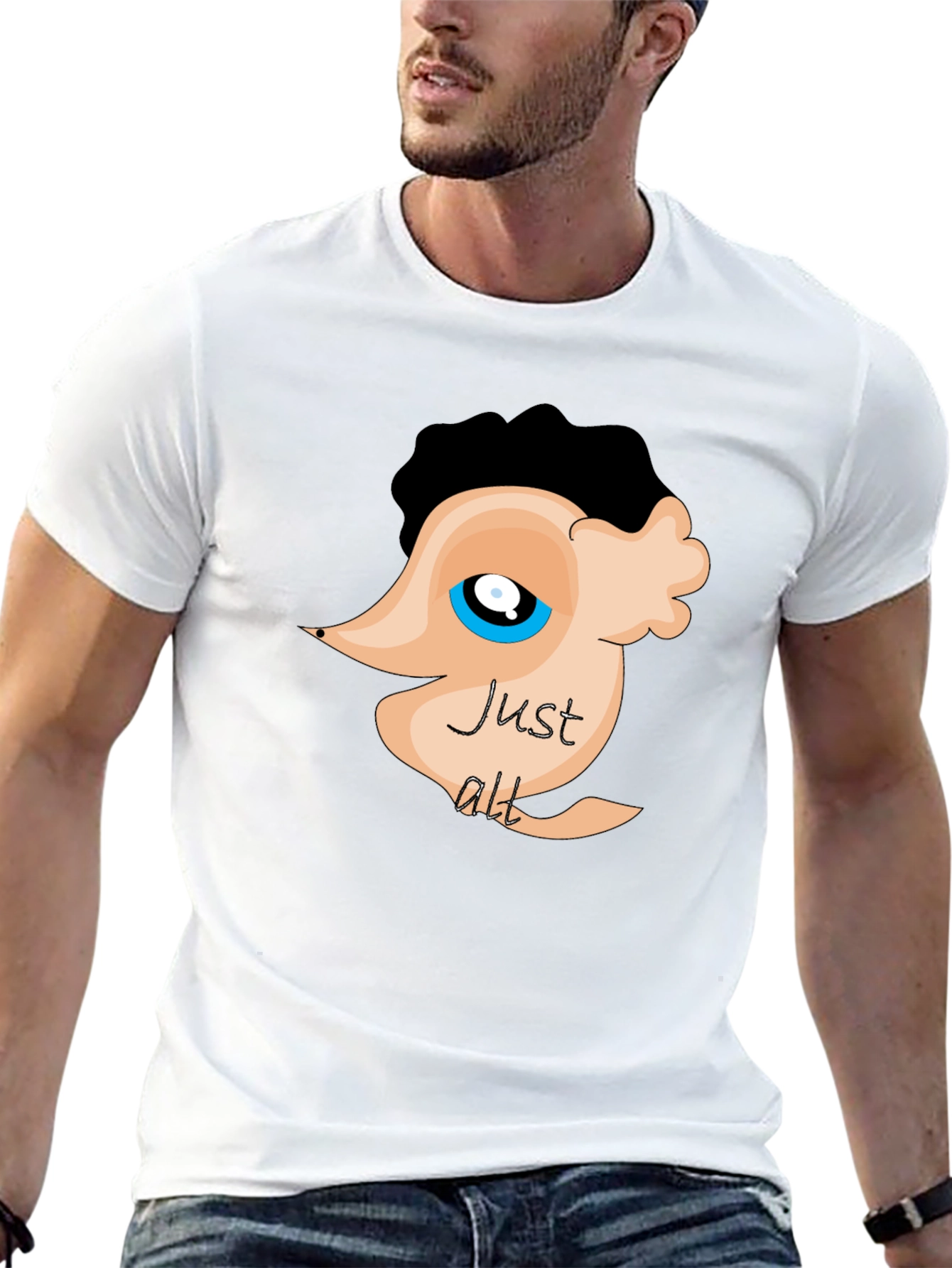 Black Just Alt Black T-Shirt Funny Graphic Tee for Men view 13