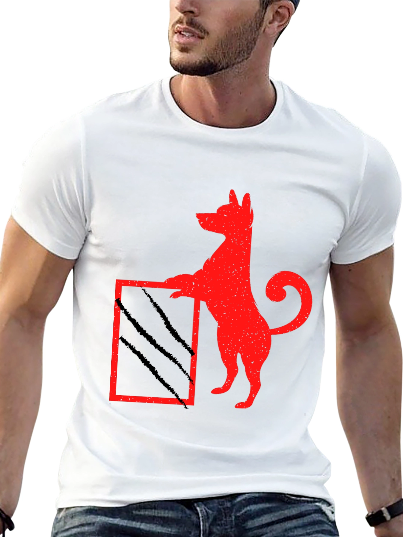 Black Dog Scratch Box Tee - Quirky Graphic T-Shirt view 13