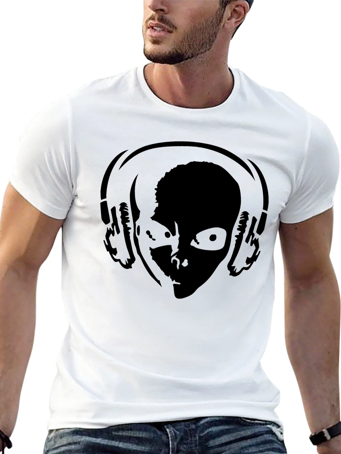 Black DJ Alien Graphic Tee - Black Cotton Comfort view 13