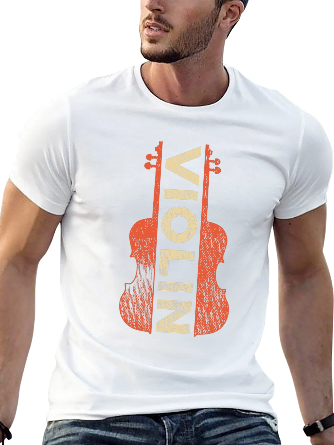 Black Vintage Violin Graphic Tee - Musician T-Shirt view 13