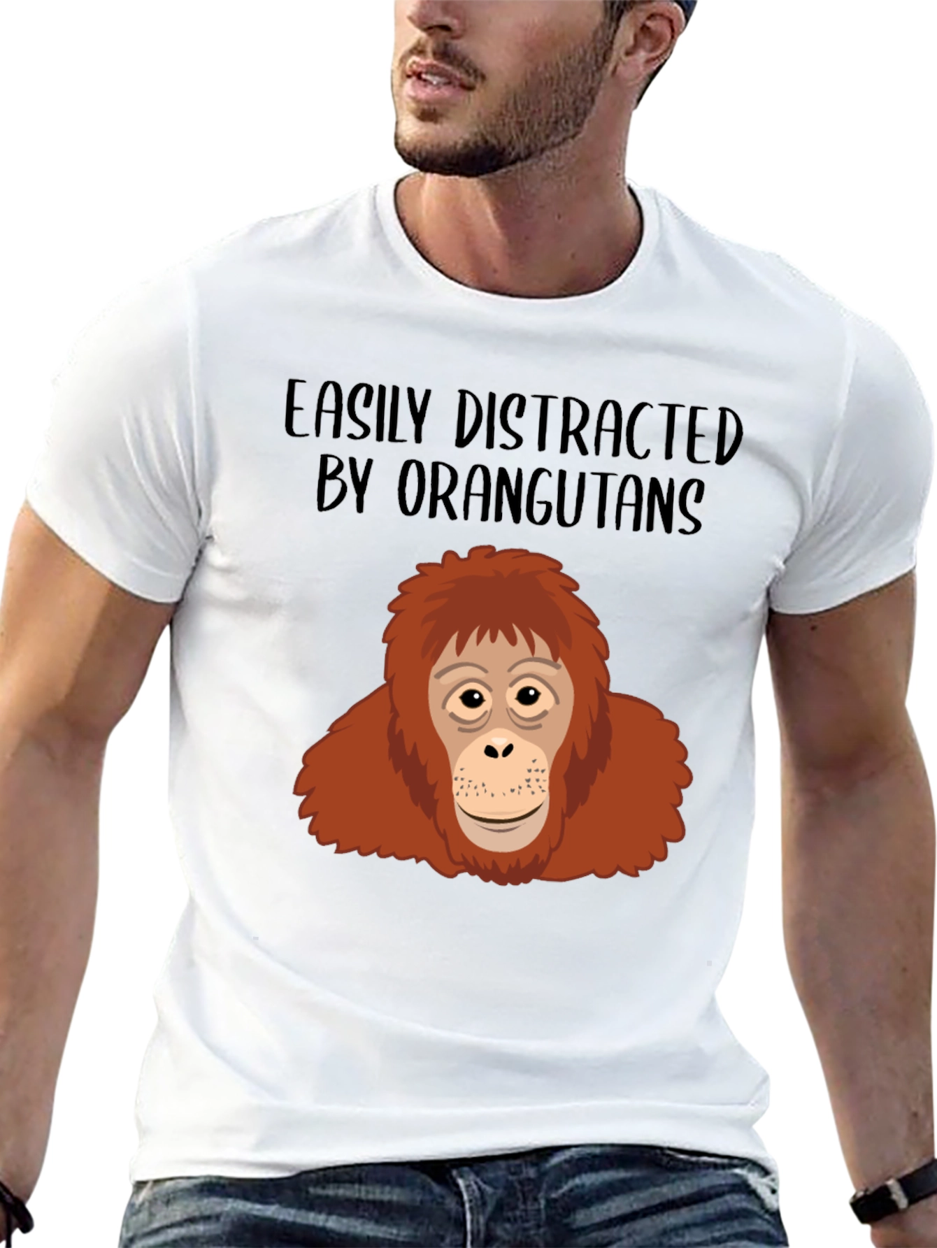 Black Easily Distracted by Orangutans T-Shirt view 13