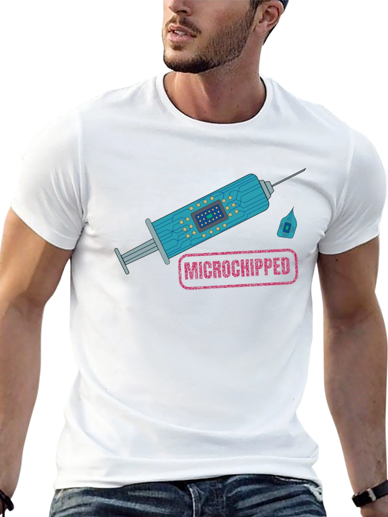 Black Microchipped Syringe Graphic Tee - Black T-Shirt view 13