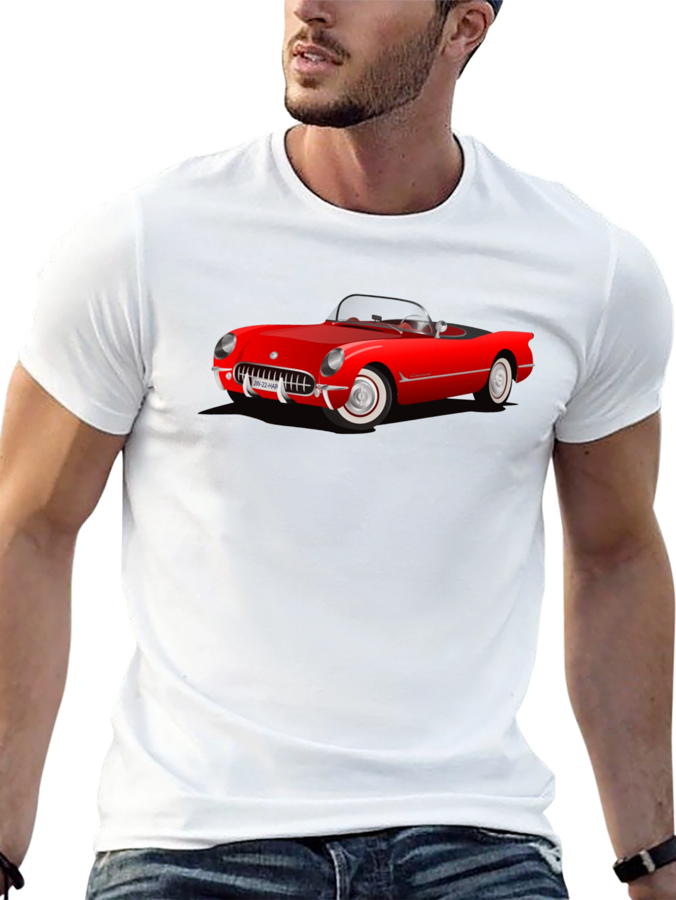 Black Red Classic Car Graphic T-Shirt view 13