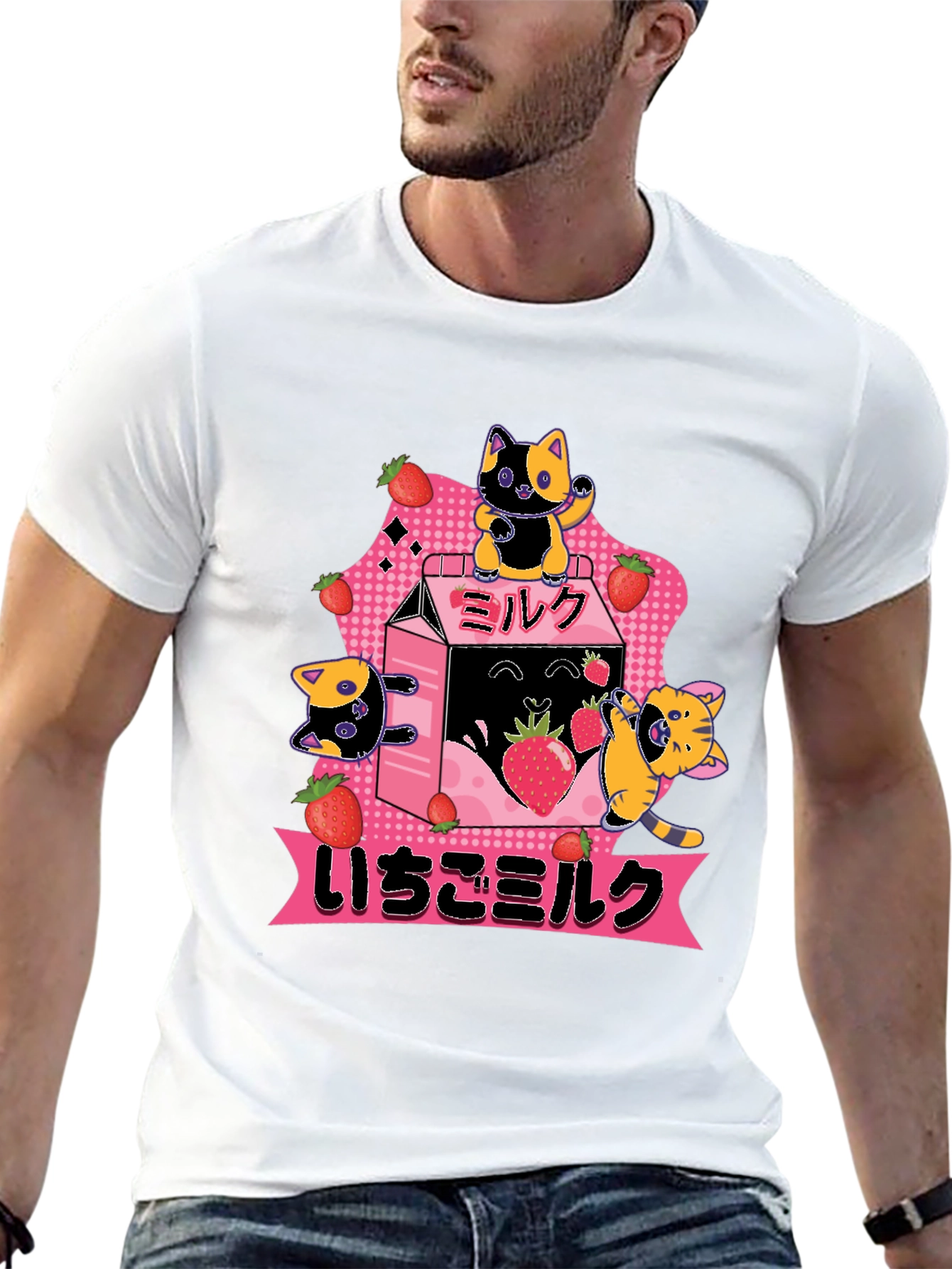 Black Strawberry Milk Cats T-Shirt view 13