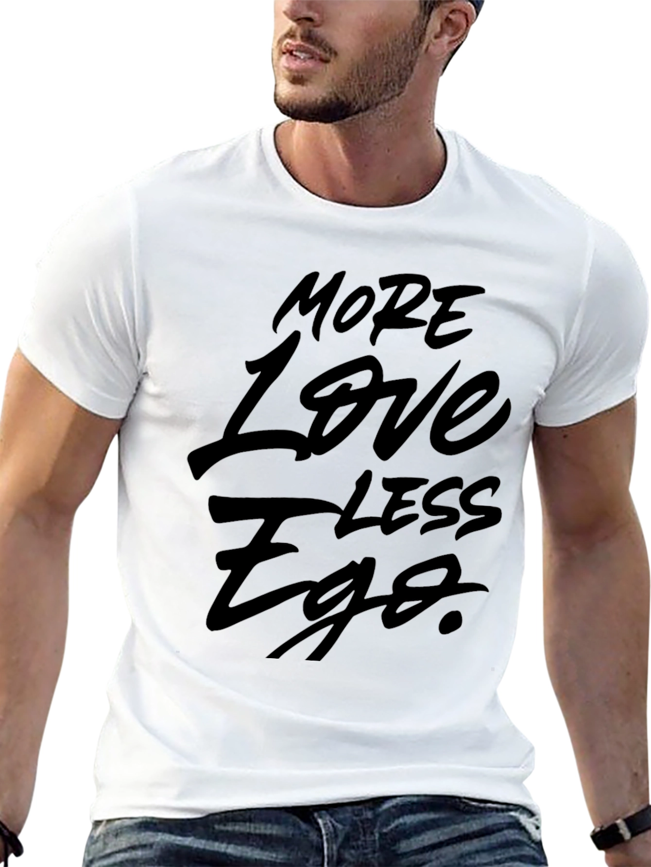 Black More Love Less Ego Black T-Shirt view 13