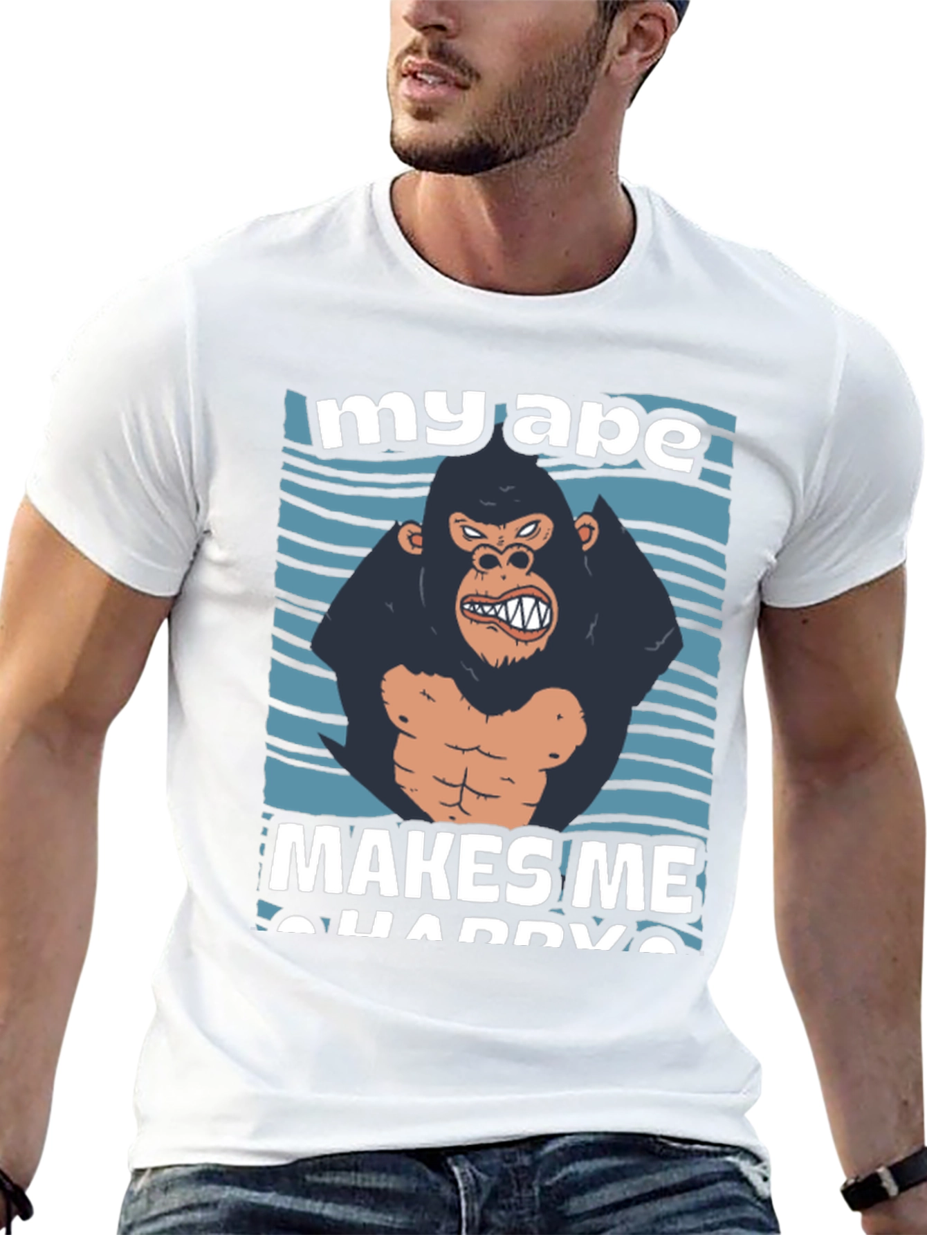 Black My Ape Makes Me Happy Graphic T-Shirt view 13