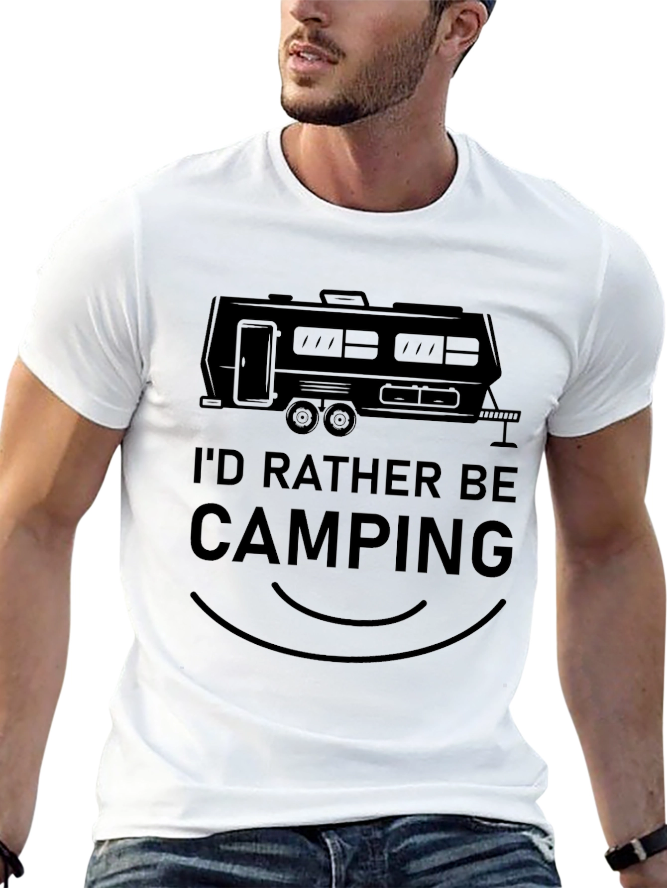Black Camping T-Shirt - I'd Rather Be Camping view 13