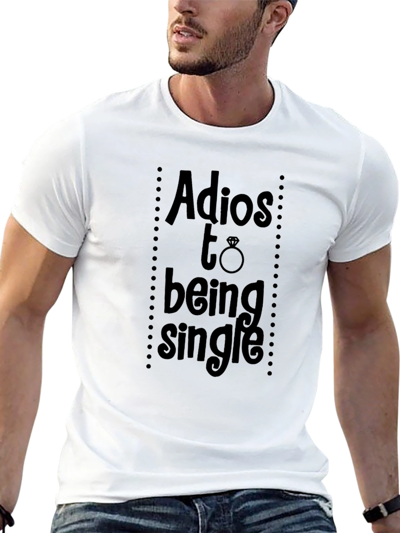 Black Adios to Being Single T-Shirt, Wedding view 13
