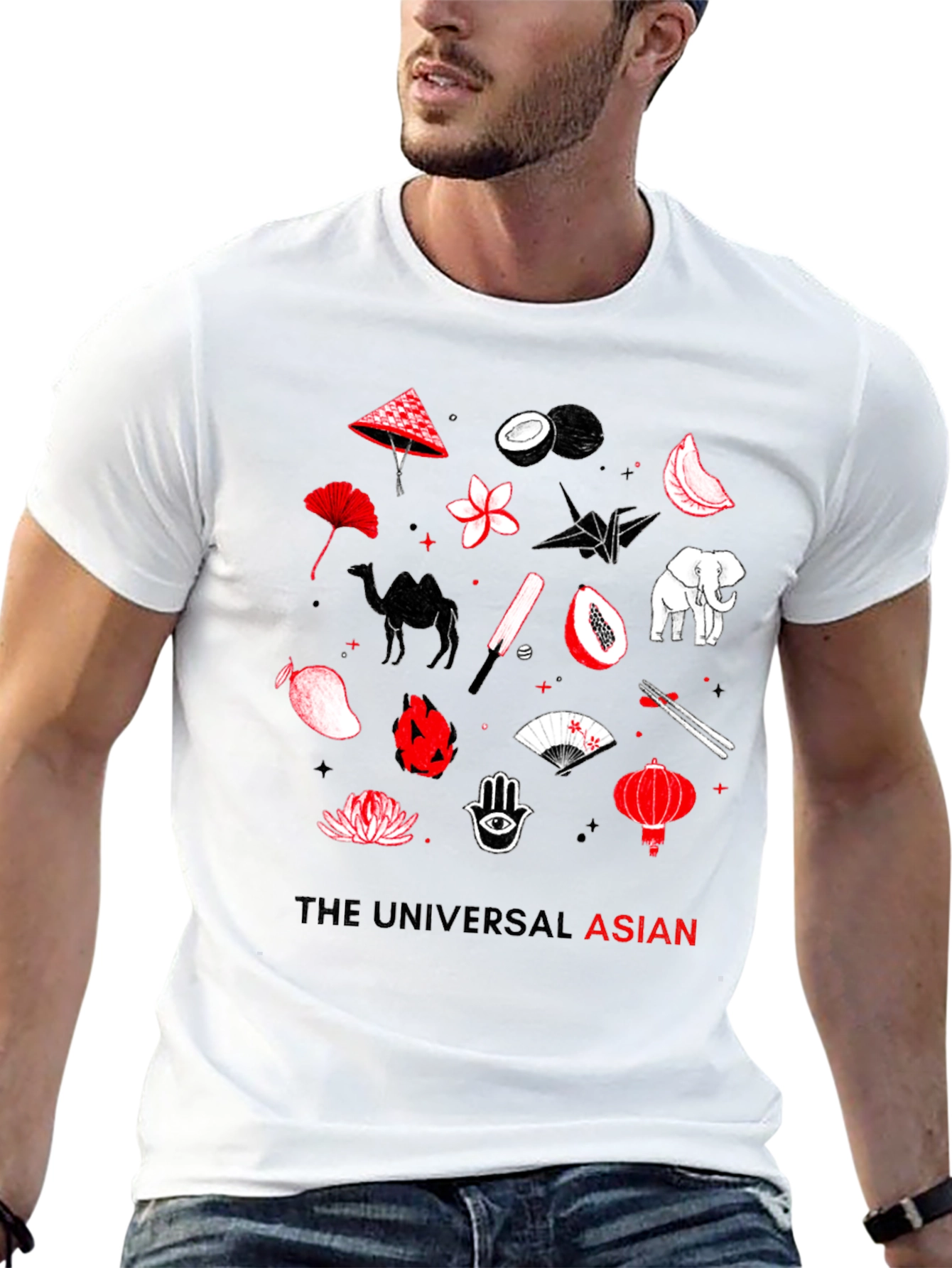 Black The Universal Asian Graphic Tee - Black Cotton view 13