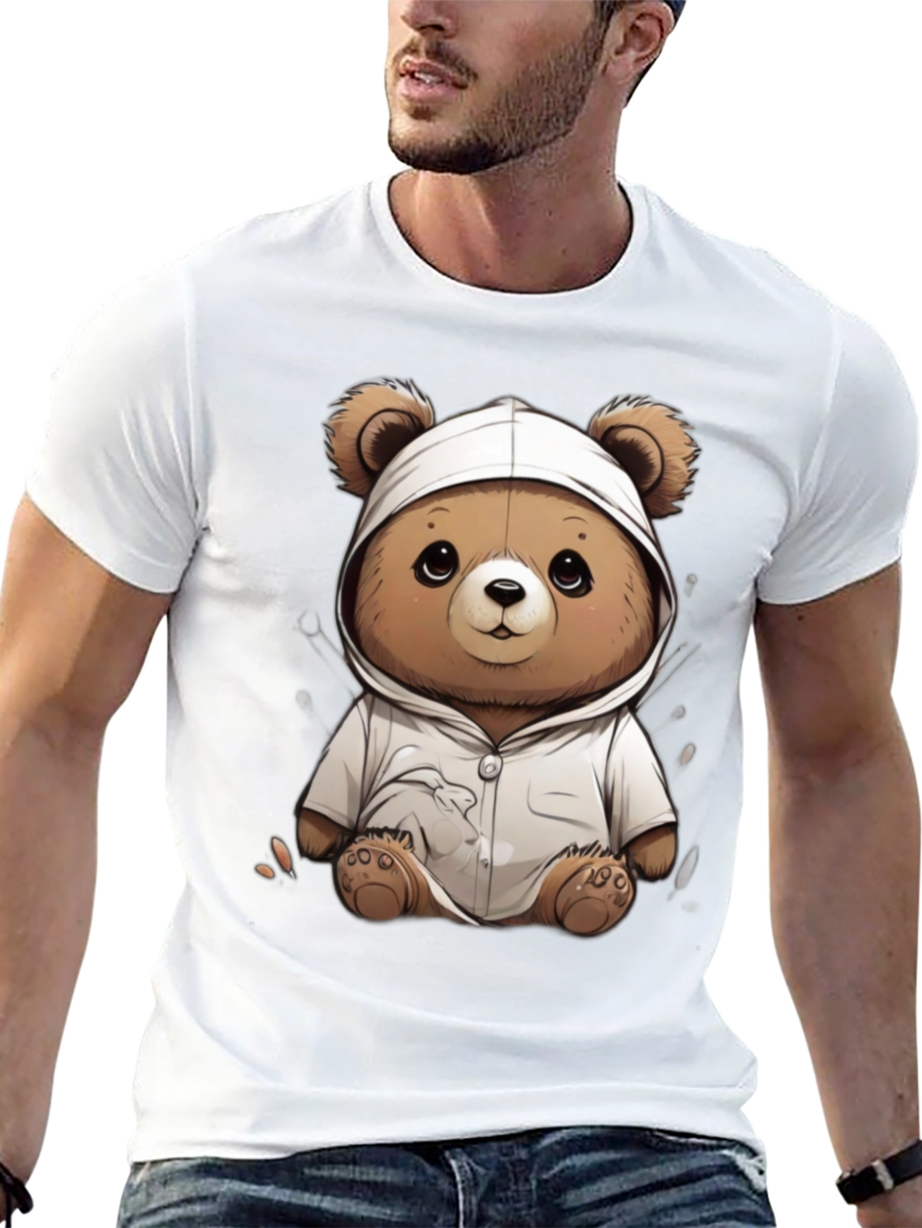 Black Teddy Bear Hoodie T-Shirt - Soft & Stylish view 13