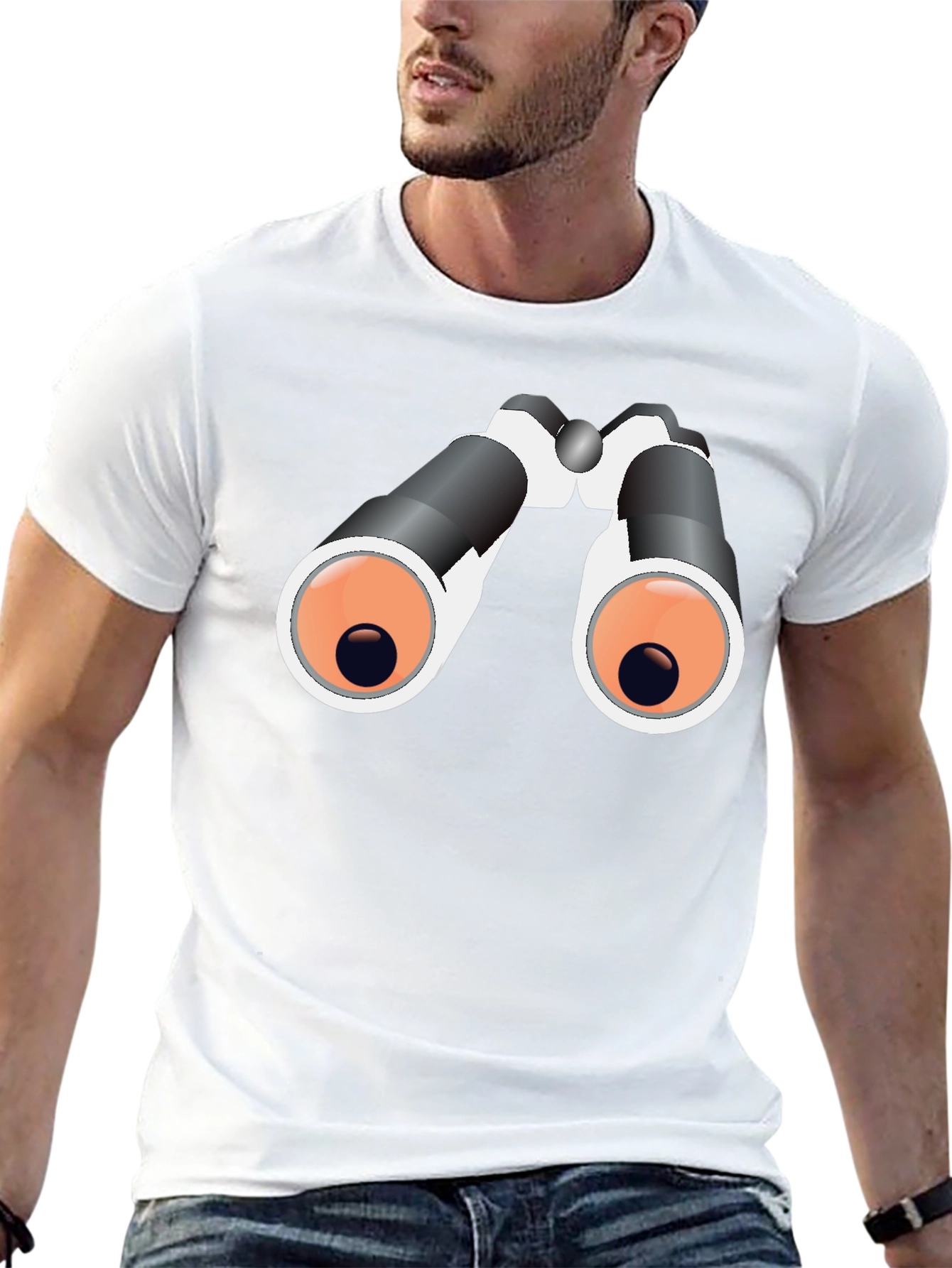 Black Binoculars Graphic Tee - Black Cotton T-Shirt view 13