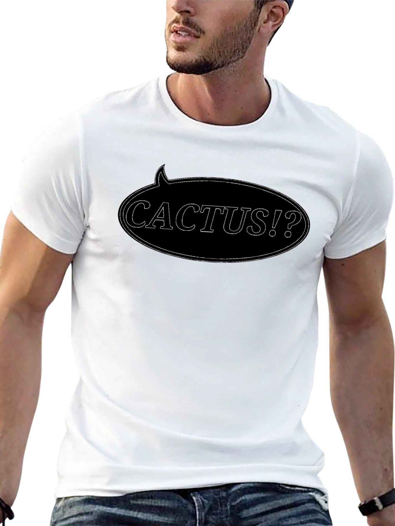 Black Cactus Speech Bubble Black T-Shirt view 13