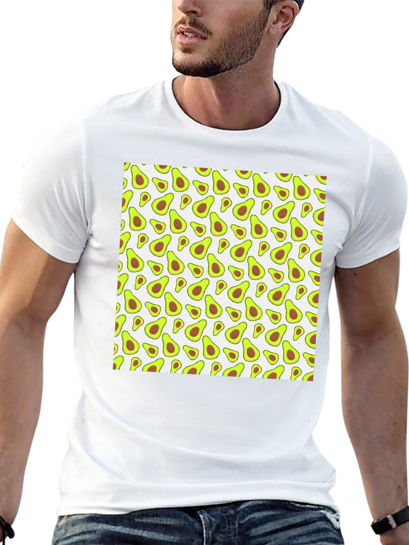 Black Avocado Pattern Black T-Shirt view 13
