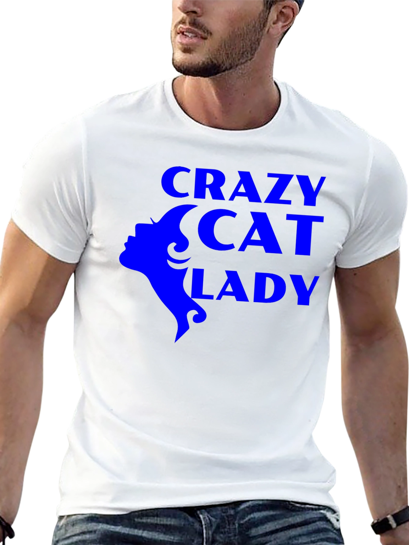 Black Crazy Cat Lady Graphic Tee - Black Unisex T-Shirt view 13