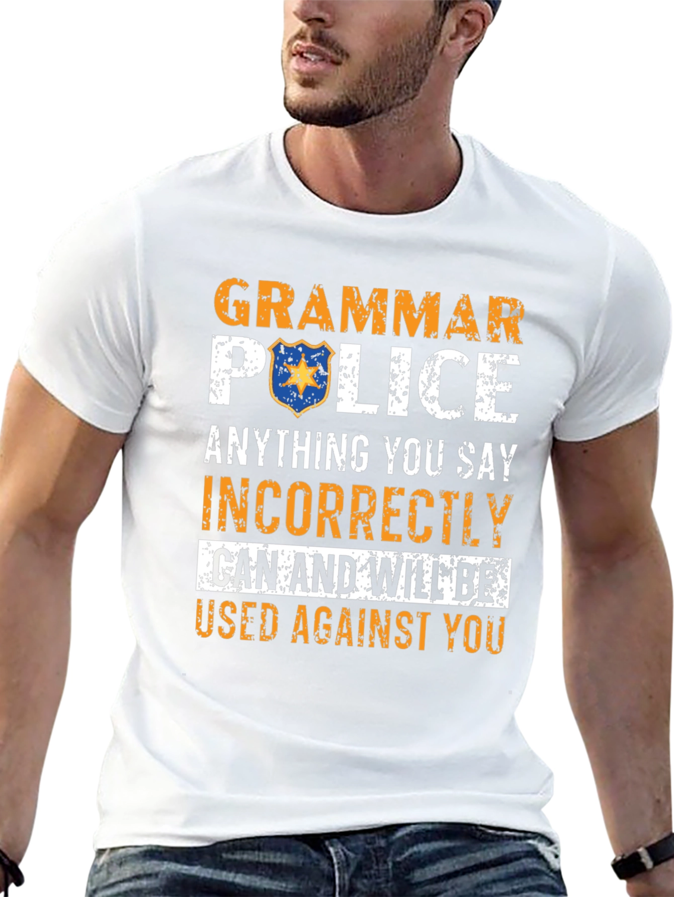 Black Grammar Police T-Shirt Funny Novelty Tee view 13