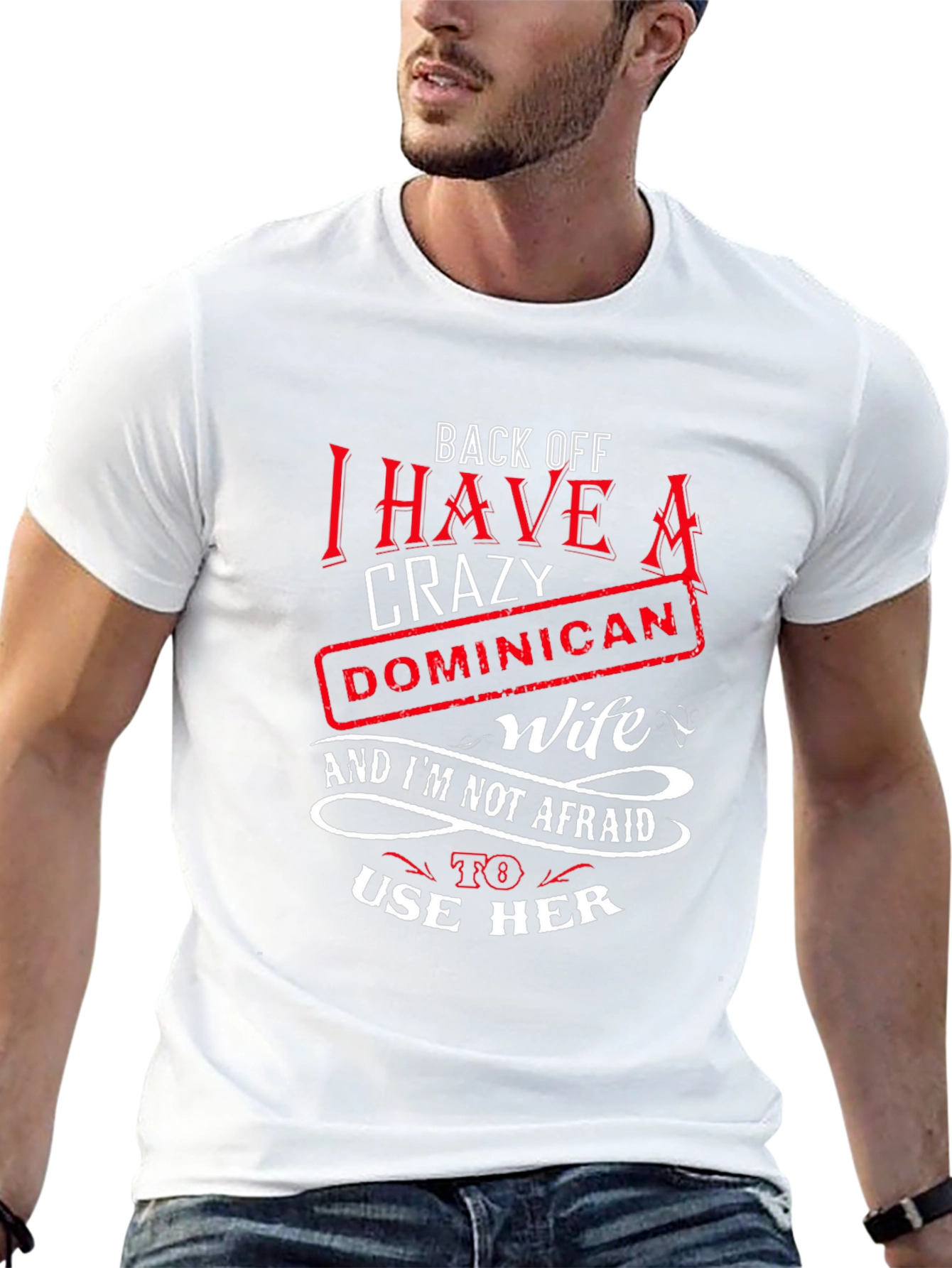 Black Crazy Dominican Wife Novelty T-Shirt view 13