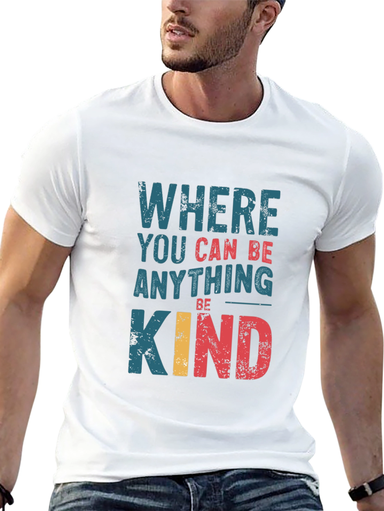 Black Where You Can Be Anything, Be Kind Graphic Tee view 13