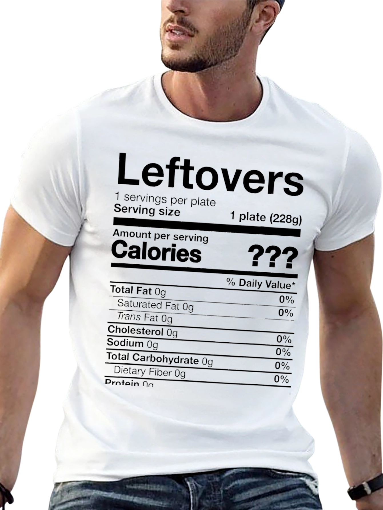 Black Leftovers Nutrition Facts T-Shirt - Funny Foodie Tee view 13